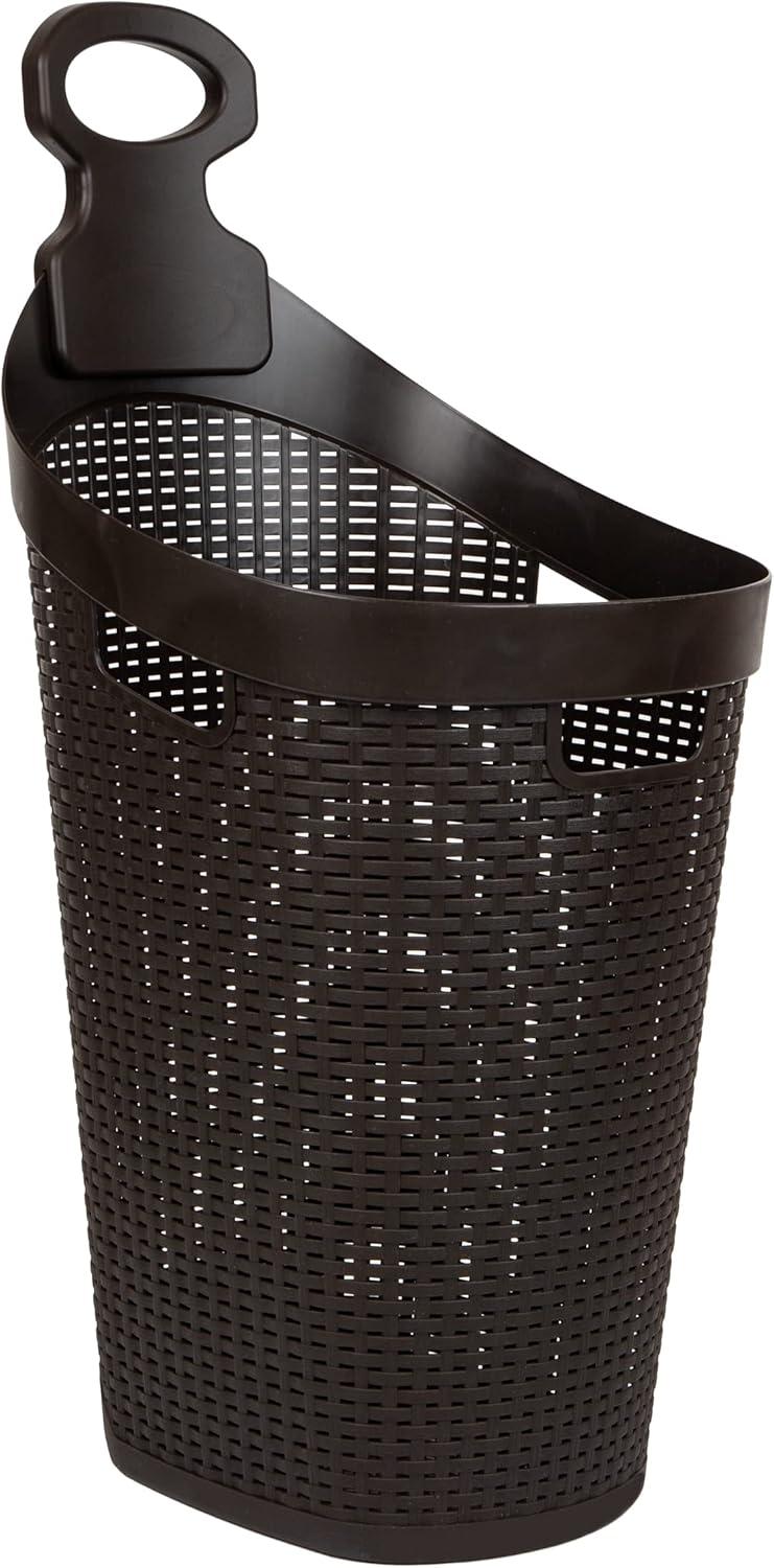 imageMind Reader 60L Rolling Laundry Hamper Clothes Basket Wheels Wicker Design Plastic 195L x 1475W x 35H Brown