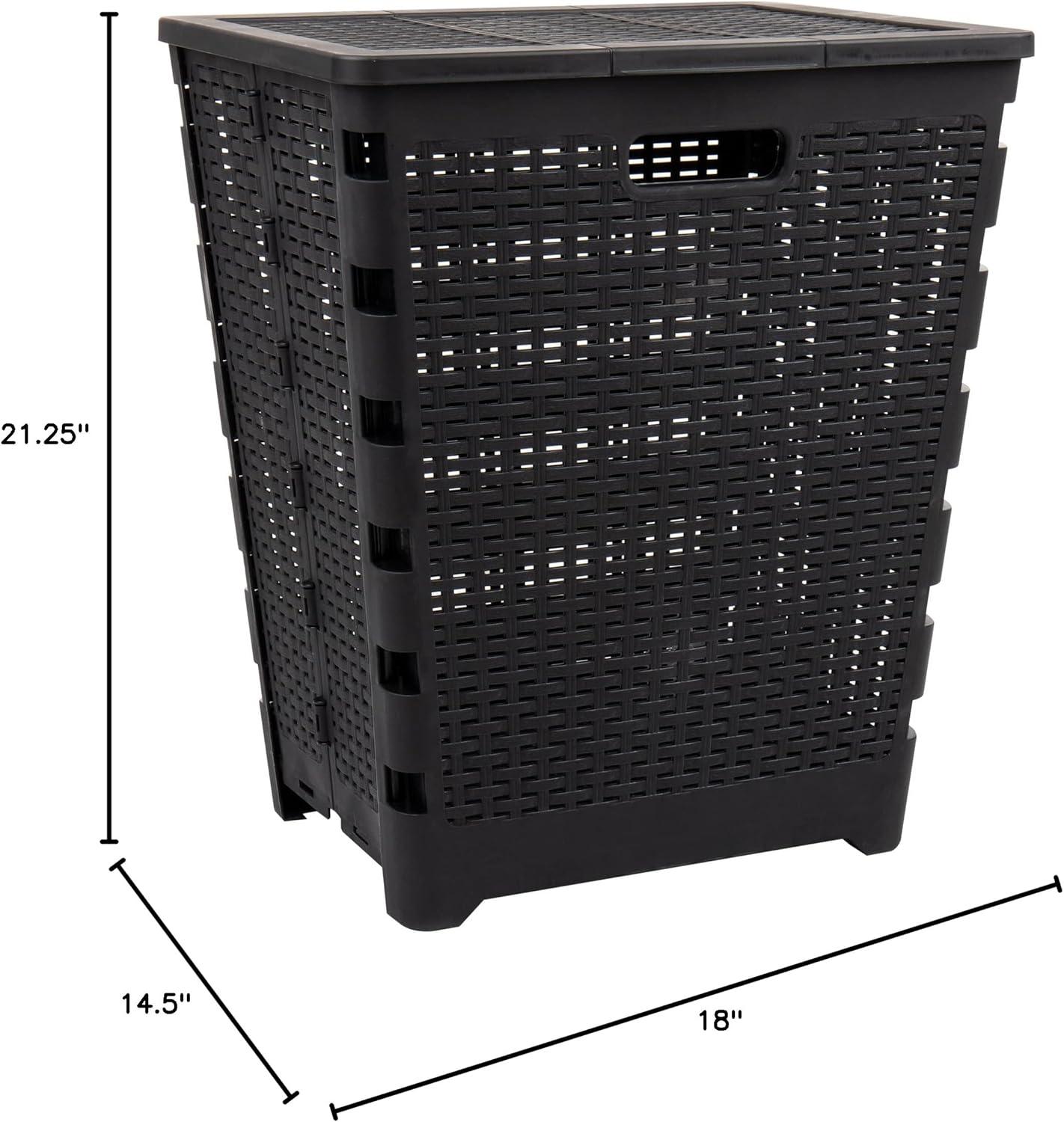 imageMind Reader 61L Foldable Laundry Hamper Clothes Basket Lid Wicker Design Plastic 18L x 145W x 2125H BlackBlack