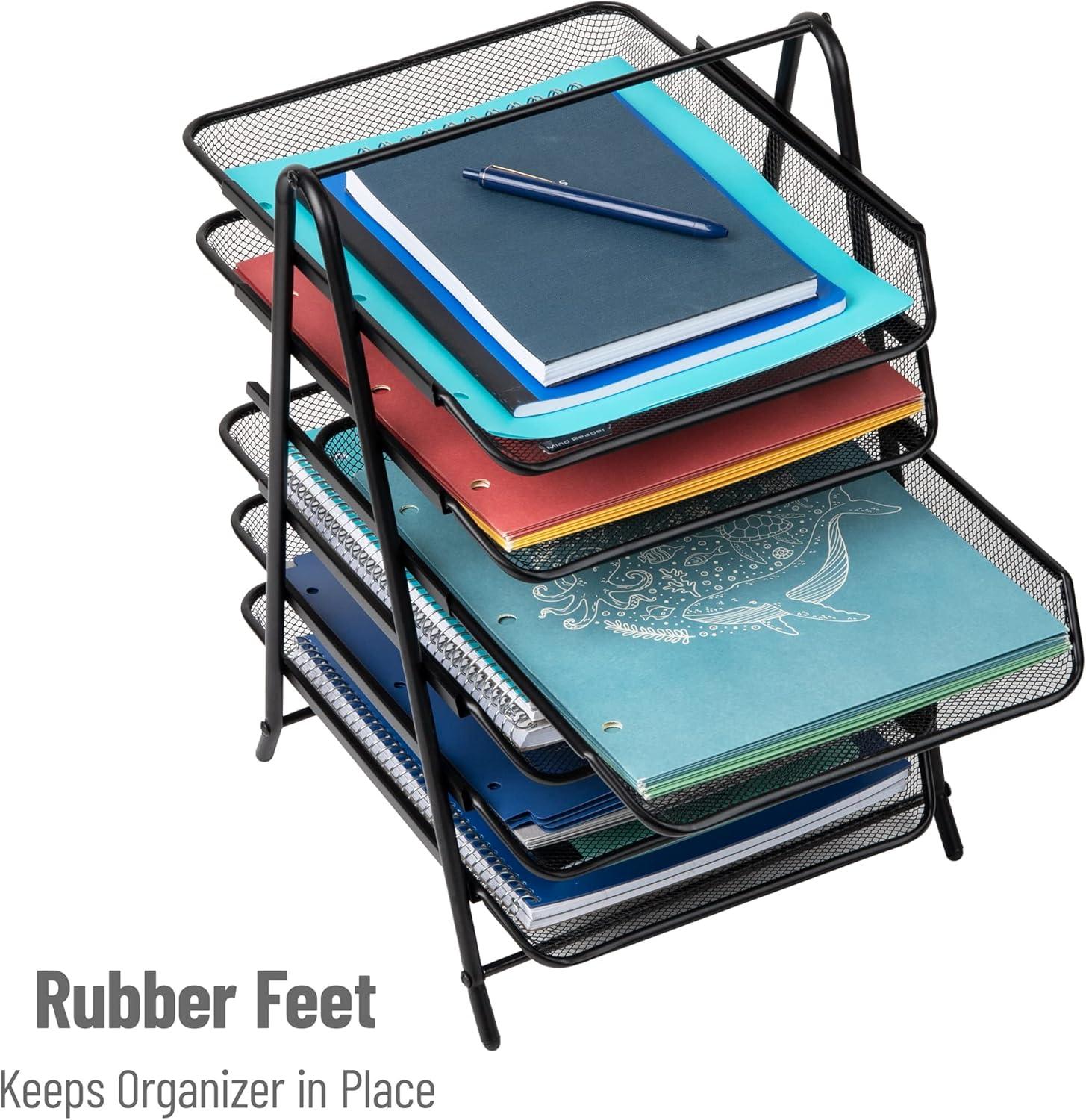 imageMind Reader 6Tier Paper Tray Desktop Organizer File Storage Office Metal Mesh 1175 L x 1375 W x 18 H Black6 Tier