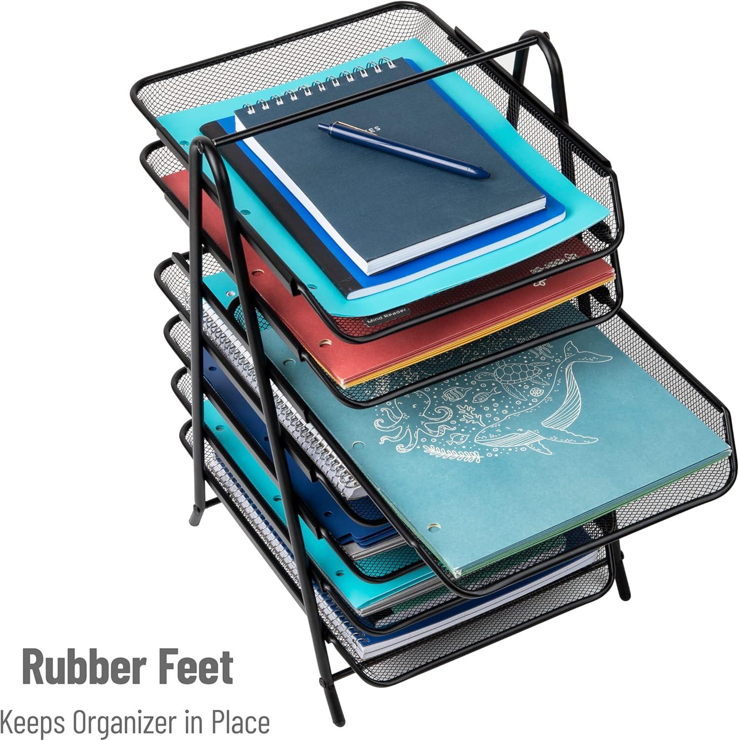 imageMind Reader 6Tier Paper Tray Desktop Organizer File Storage Office Metal Mesh 1175 L x 1375 W x 18 H Black7 Tier