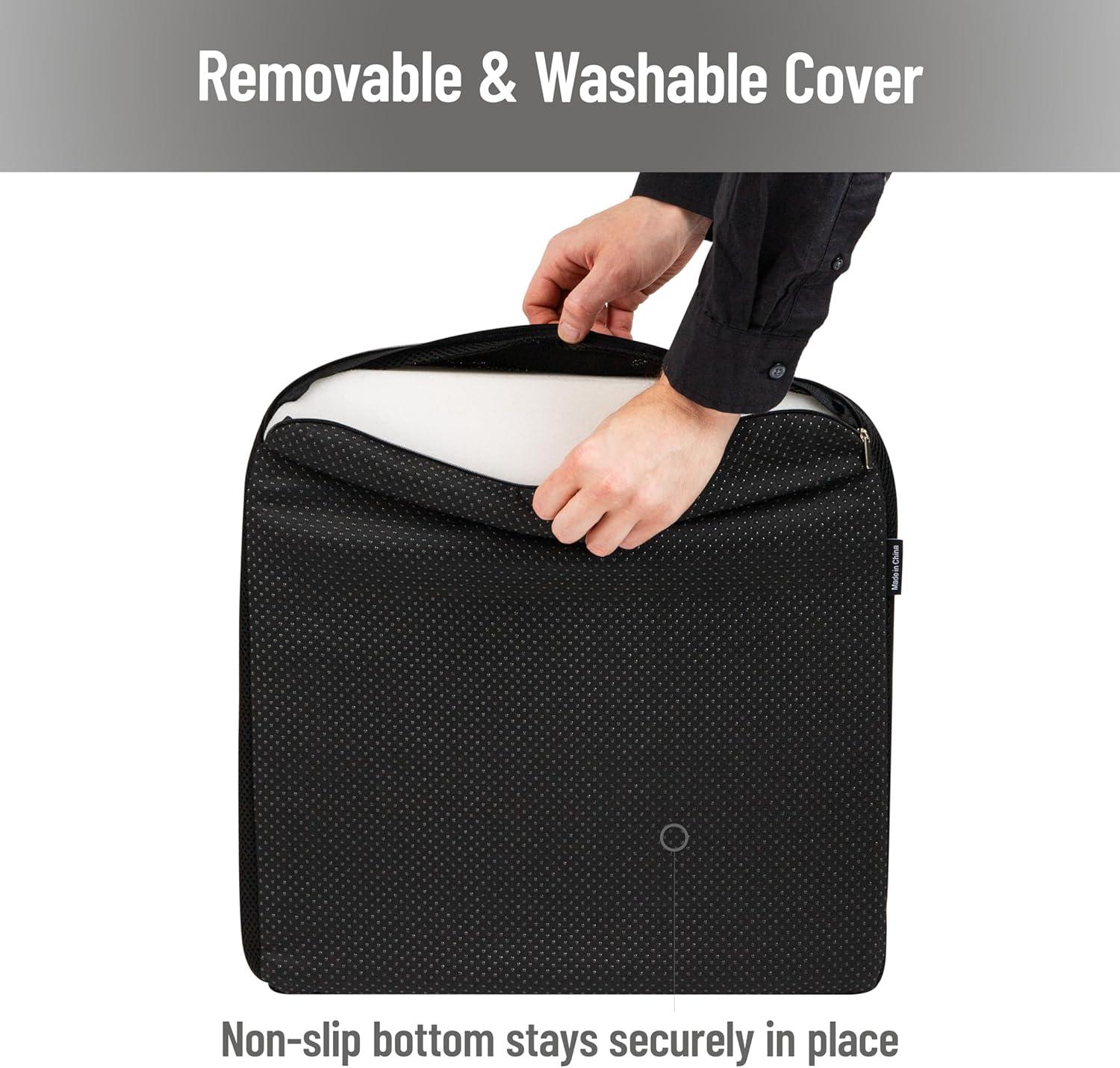 imageMind Reader AirCloud Seat Cushion Ergonomic Support for Posture Pressure Relief and Pain Reduction Portable with Washable Cover Memory Foam GrayClassic Black