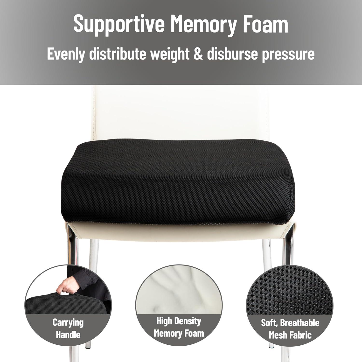 imageMind Reader AirCloud Seat Cushion Ergonomic Support for Posture Pressure Relief and Pain Reduction Portable with Washable Cover Memory Foam GrayClassic Black