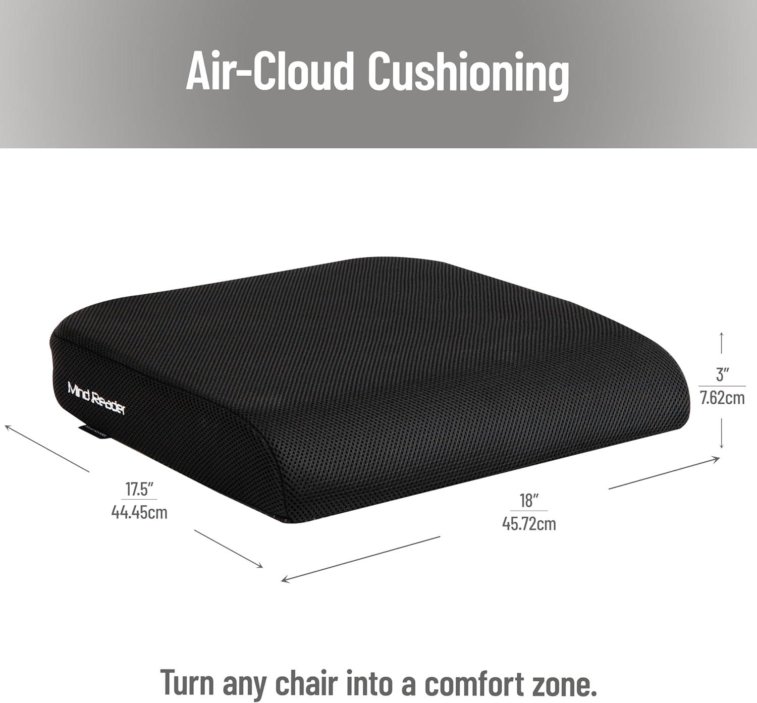 imageMind Reader AirCloud Seat Cushion Ergonomic Support for Posture Pressure Relief and Pain Reduction Portable with Washable Cover Memory Foam GrayClassic Black