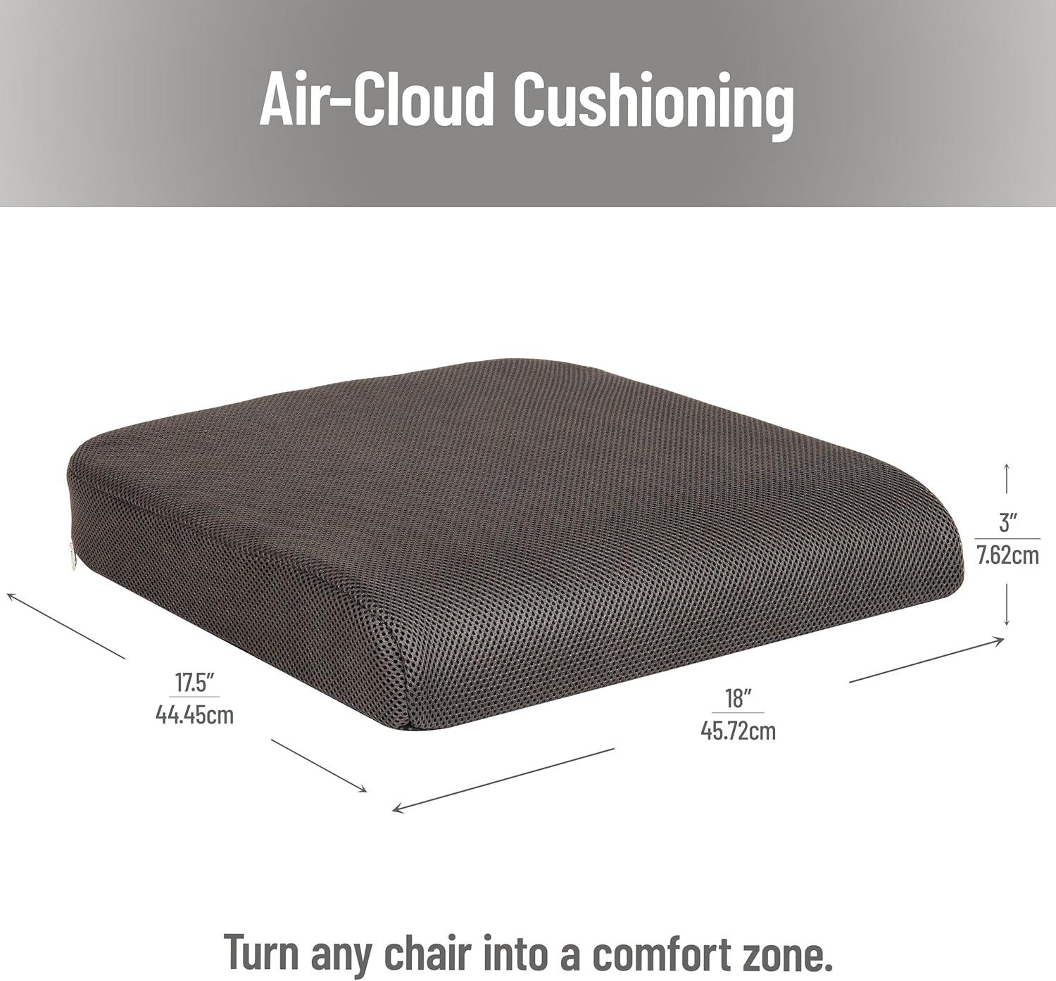 imageMind Reader AirCloud Seat Cushion Ergonomic Support for Posture Pressure Relief and Pain Reduction Portable with Washable Cover Memory Foam GrayGray