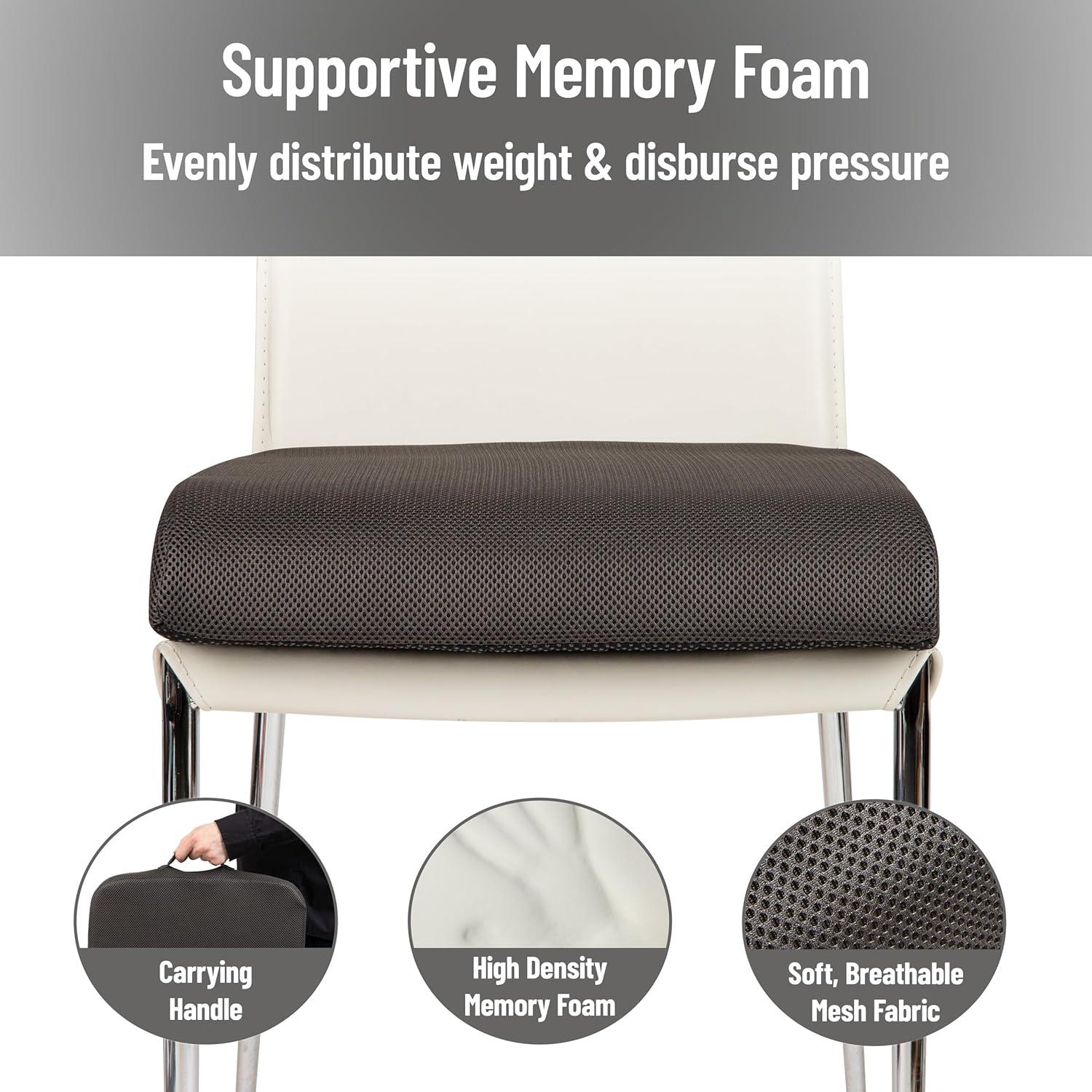 imageMind Reader AirCloud Seat Cushion Ergonomic Support for Posture Pressure Relief and Pain Reduction Portable with Washable Cover Memory Foam GrayGray