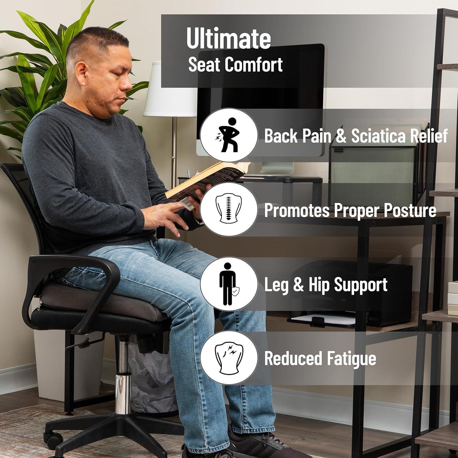 imageMind Reader AirCloud Seat Cushion Ergonomic Support for Posture Pressure Relief and Pain Reduction Portable with Washable Cover Memory Foam GrayGray