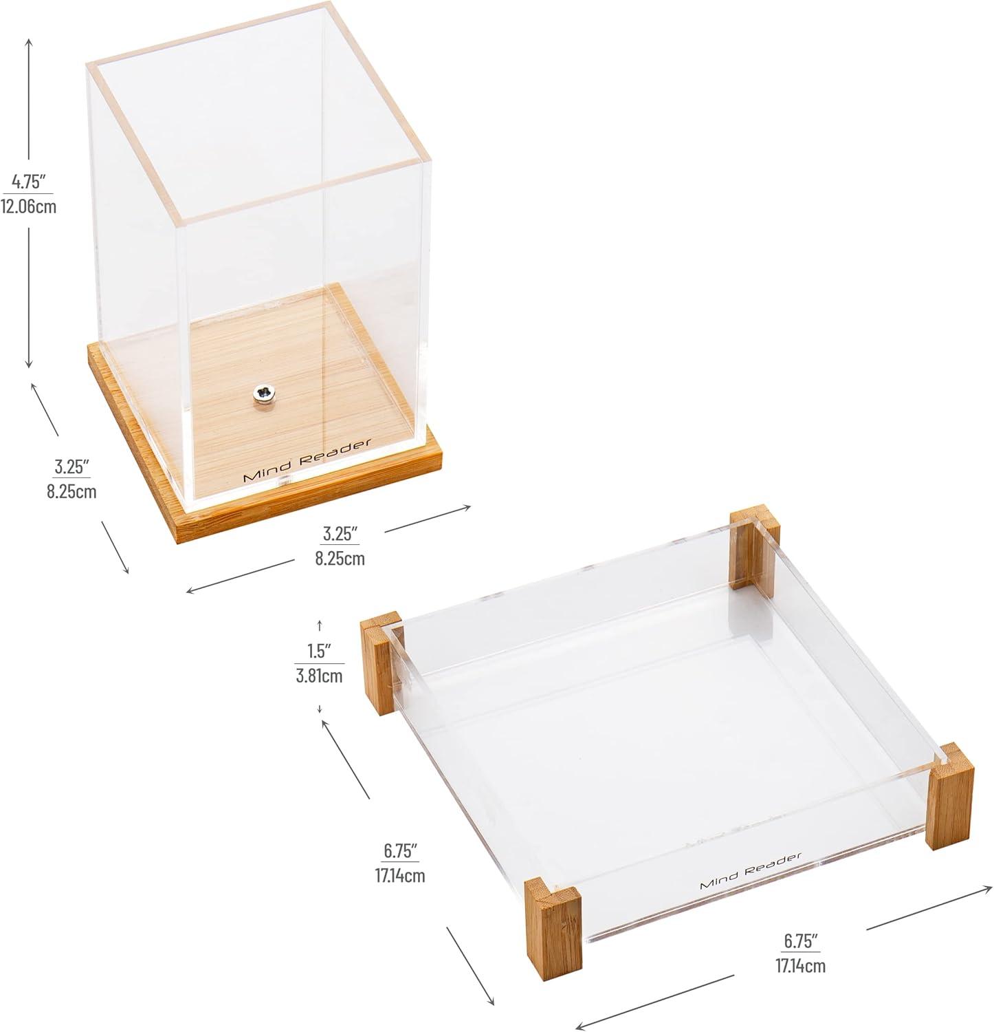 imageMind Reader Catch All Tray and Pen Cup Set Office Acrylic 675L x 675W x 15H 2 Pcs BrownCatch All Tray and Pen Cup