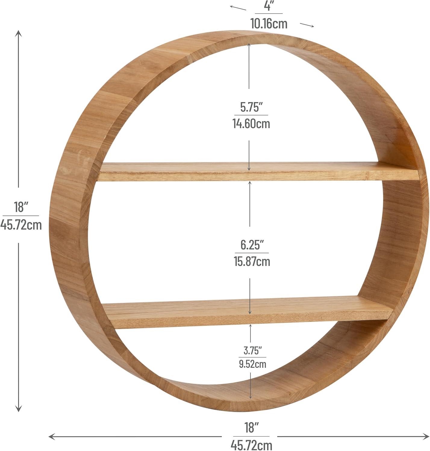 imageMind Reader Circular Floating Shelves Wall Decor Accent Shelf Office Bathroom Bamboo 18 L x 4 W x 18 H BrownBrown