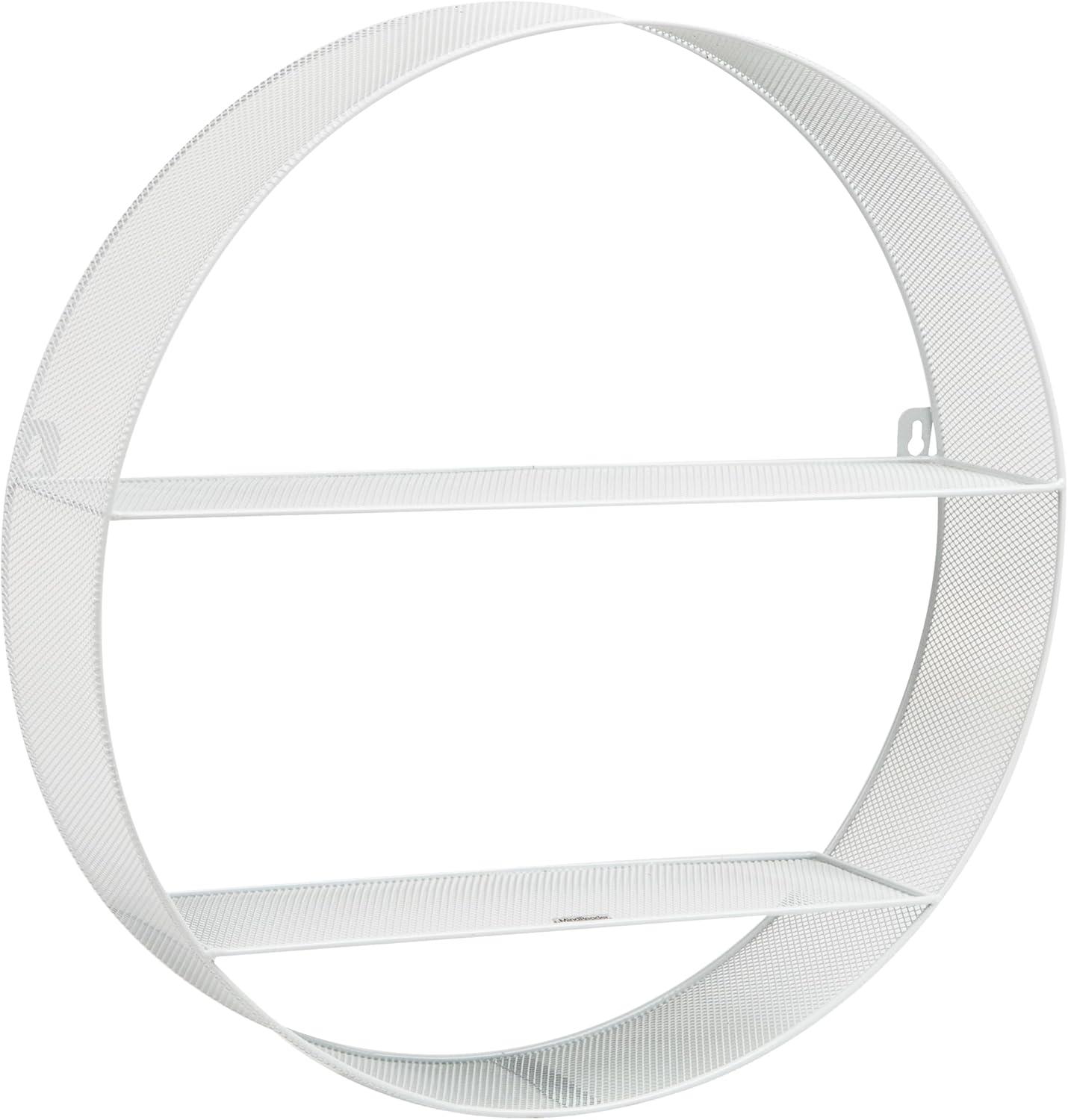imageMind Reader Circular Floating Shelves Wall Decor Accent Shelf Office Bathroom Bamboo 18 L x 4 W x 18 H BrownWhite