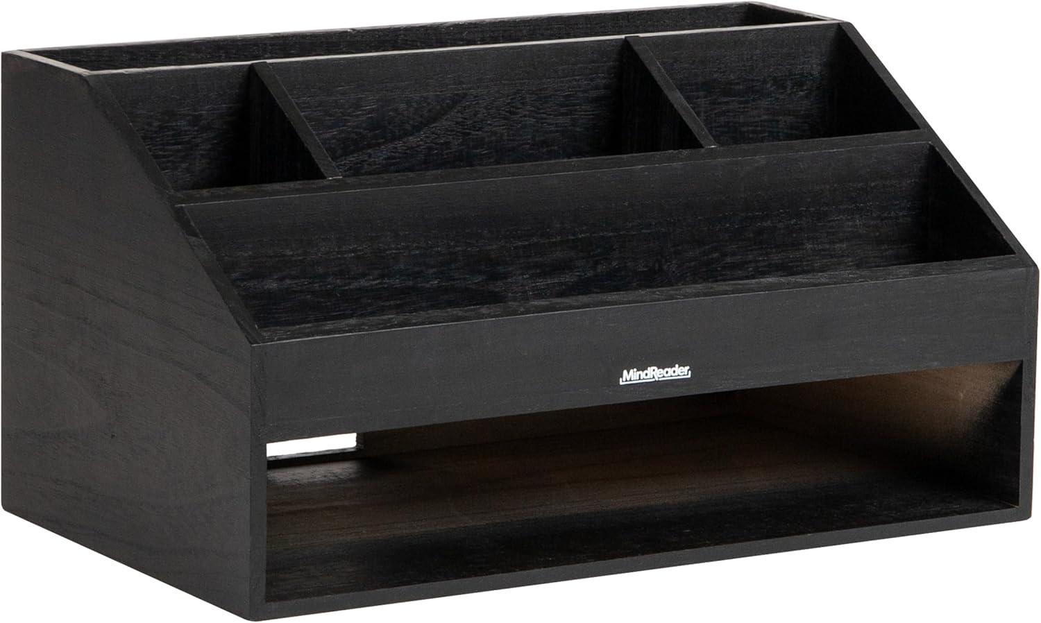 imageMind Reader Desk Organizer File Storage Accessory Holder Cord Management Office Wood 1625L x 95W x 85H Black