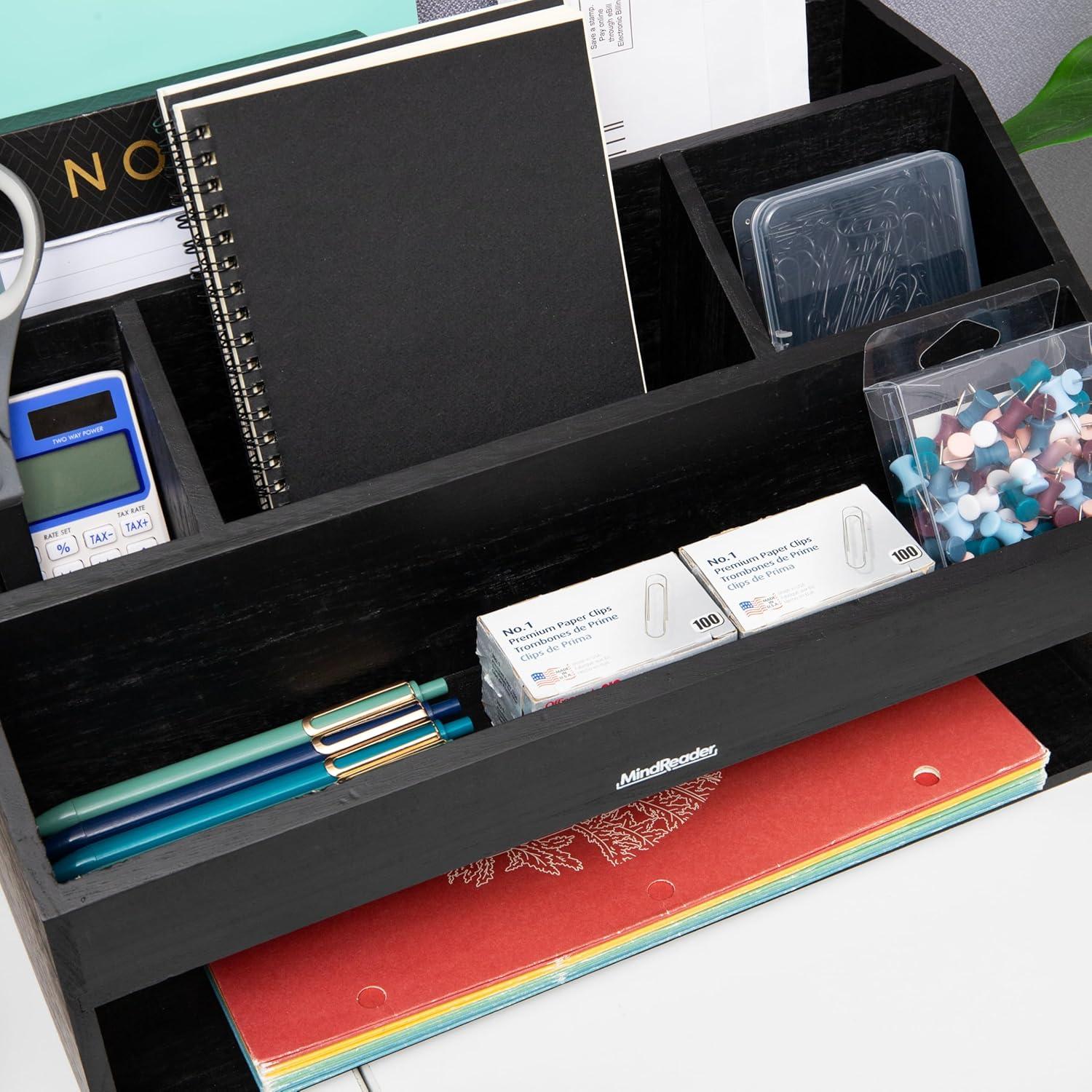 imageMind Reader Desk Organizer File Storage Accessory Holder Cord Management Office Wood 1625L x 95W x 85H Black