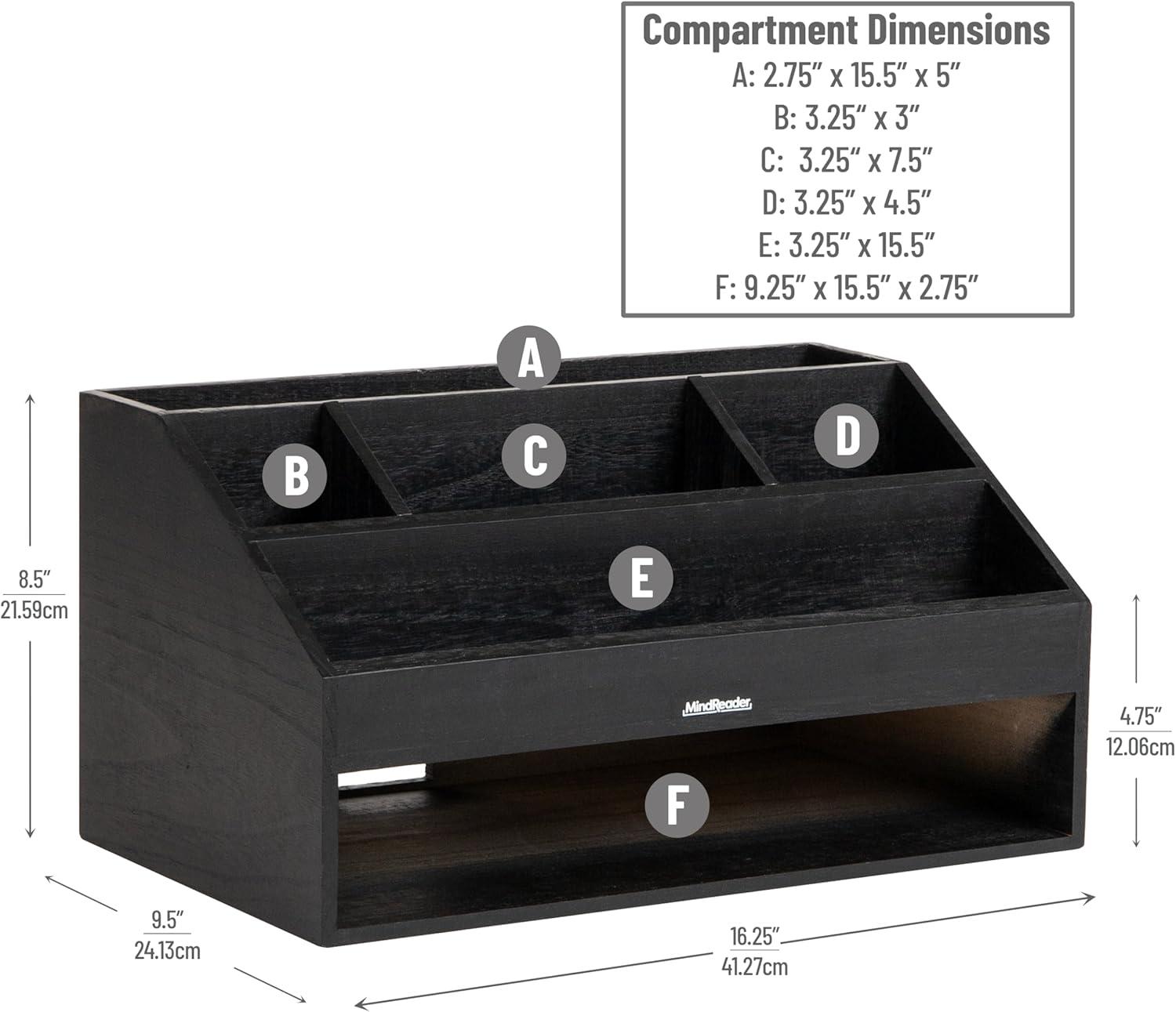 imageMind Reader Desk Organizer File Storage Accessory Holder Cord Management Office Wood 1625L x 95W x 85H Black