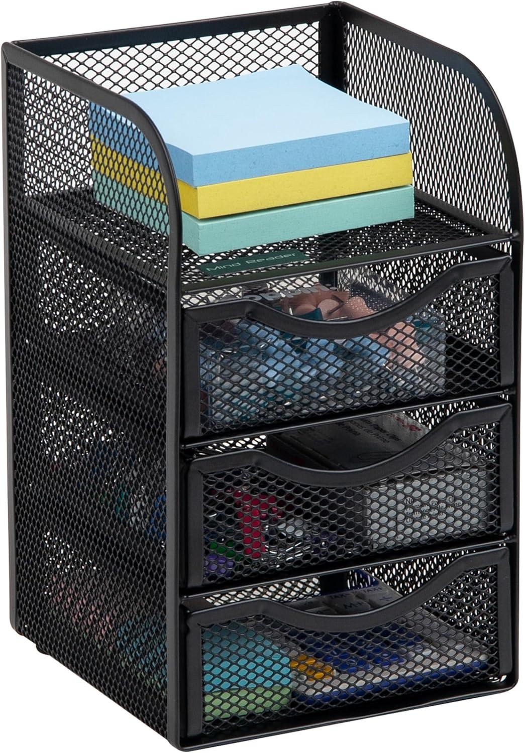 imageMind Reader Desktop Accessory Storage Paper Binder Clip Basket Workspace Office Metal Mesh 475L x 5W x 8H PinkBlack