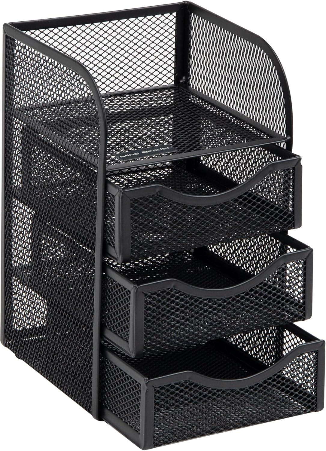 imageMind Reader Desktop Accessory Storage Paper Binder Clip Basket Workspace Office Metal Mesh 475L x 5W x 8H PinkBlack