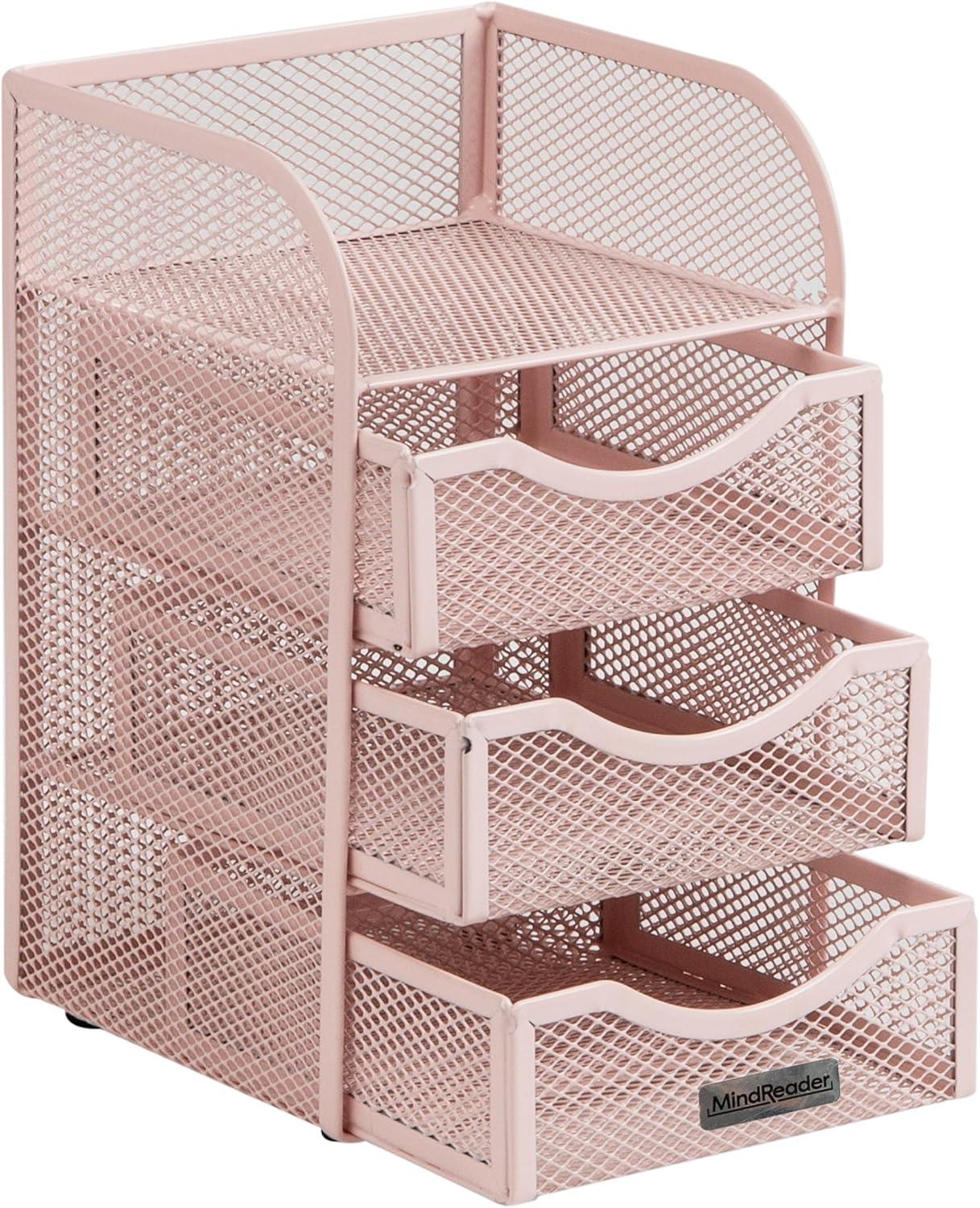 imageMind Reader Desktop Accessory Storage Paper Binder Clip Basket Workspace Office Metal Mesh 475L x 5W x 8H PinkPink