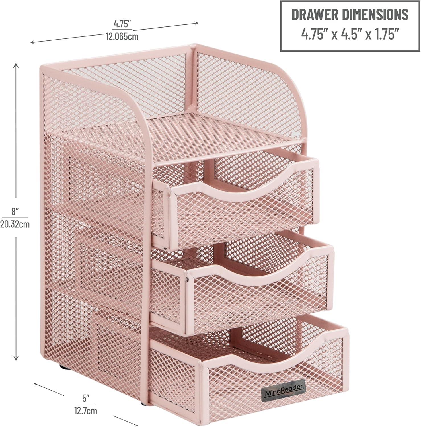 imageMind Reader Desktop Accessory Storage Paper Binder Clip Basket Workspace Office Metal Mesh 475L x 5W x 8H PinkPink