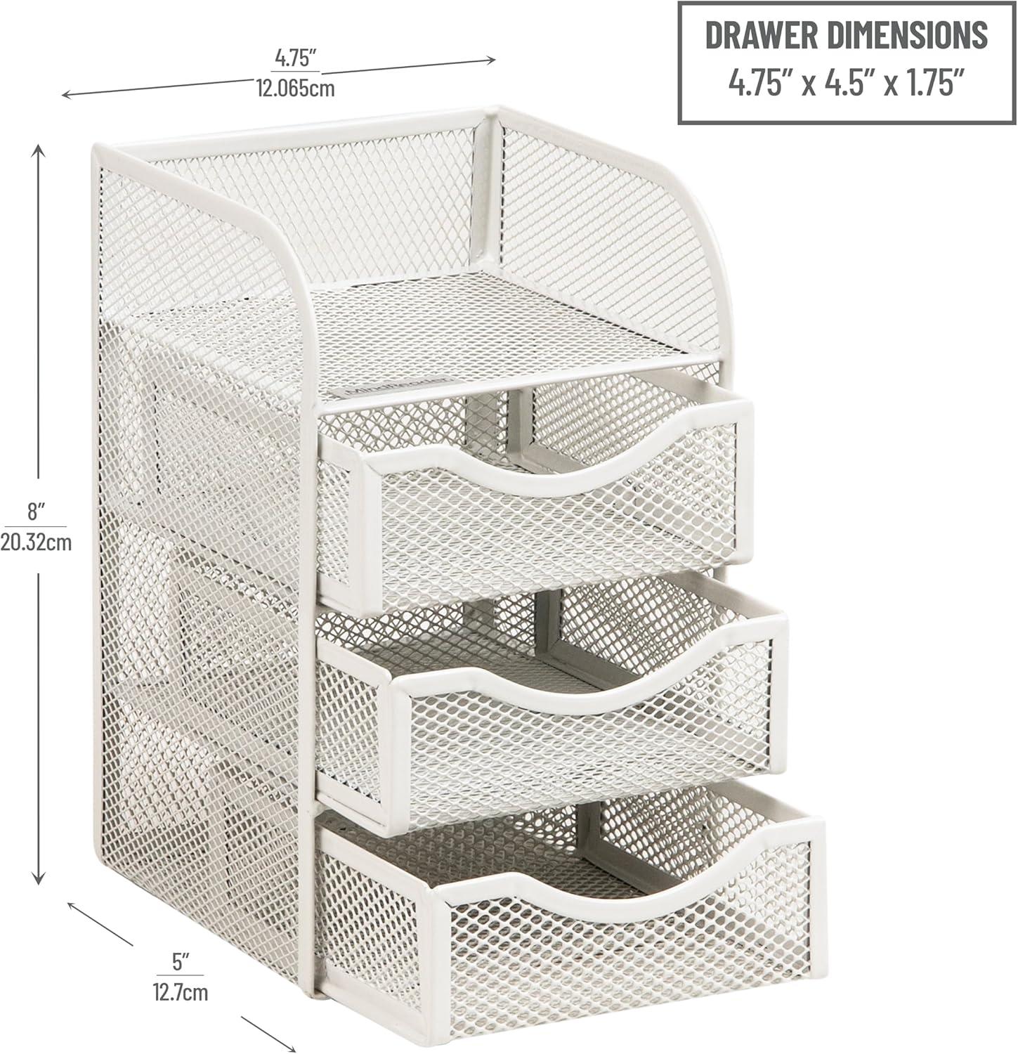 imageMind Reader Desktop Accessory Storage Paper Binder Clip Basket Workspace Office Metal Mesh 475L x 5W x 8H PinkWhite