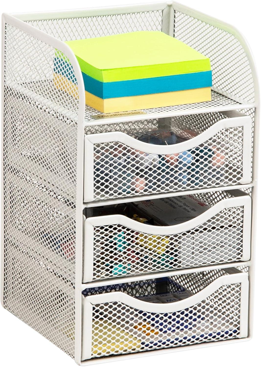 imageMind Reader Desktop Accessory Storage Paper Binder Clip Basket Workspace Office Metal Mesh 475L x 5W x 8H PinkWhite