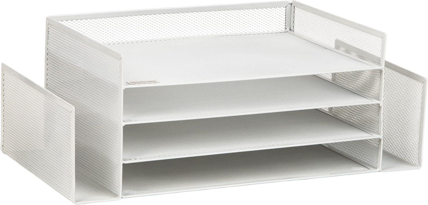 imageMind Reader Desktop Organizer File Storage Paper Tray Workspace Office Metal Mesh 1675L x 915W x 6H WhiteWhite