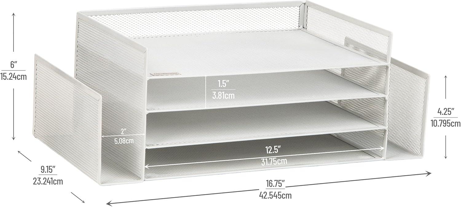 imageMind Reader Desktop Organizer File Storage Paper Tray Workspace Office Metal Mesh 1675L x 915W x 6H WhiteWhite