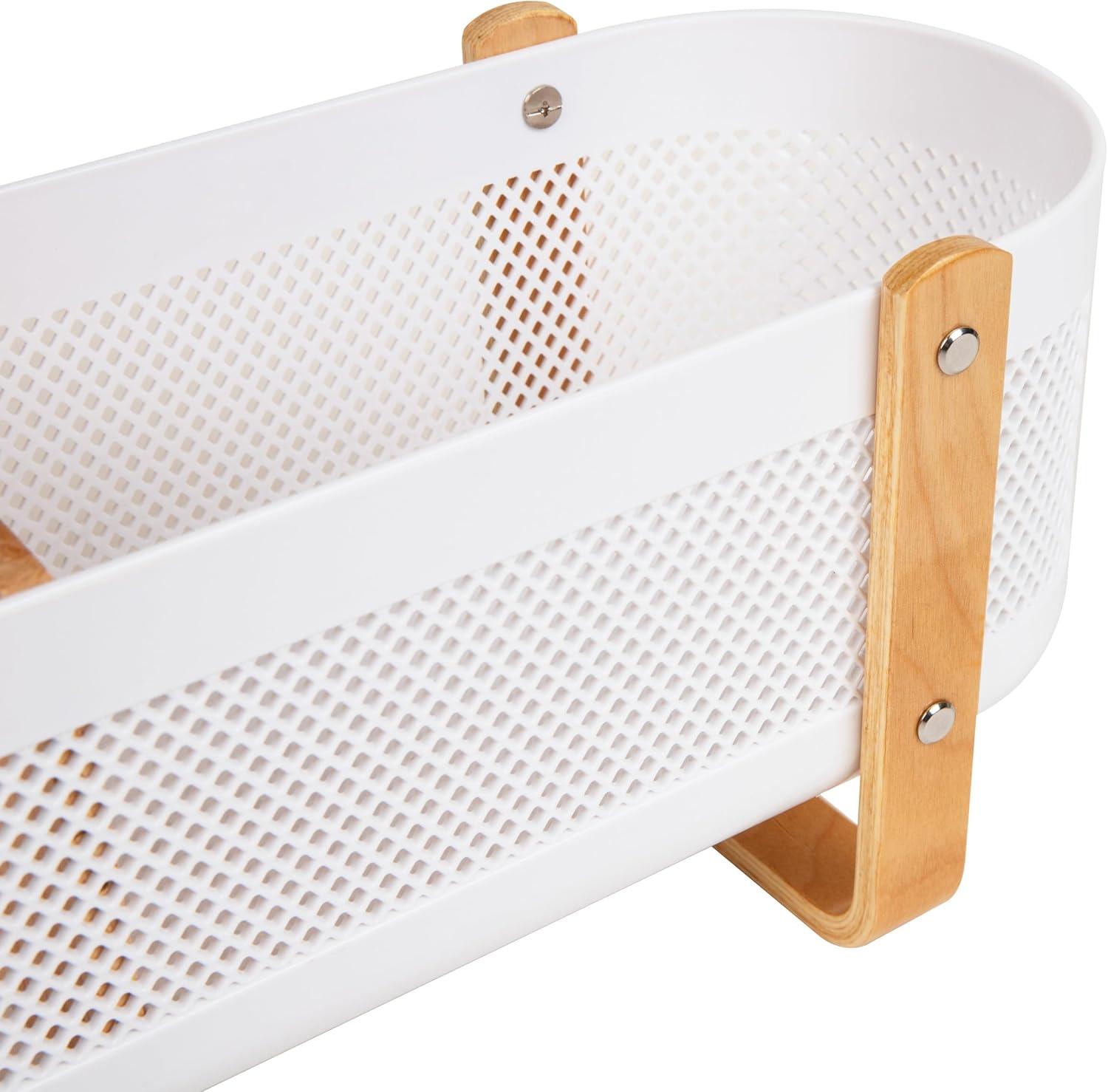 imageMind Reader Divided Storage Basket with Legs Accessory Holder Desktop Organization Office Plastic 1925L x 525W x 65H White and BrownStorage Basket with Legs