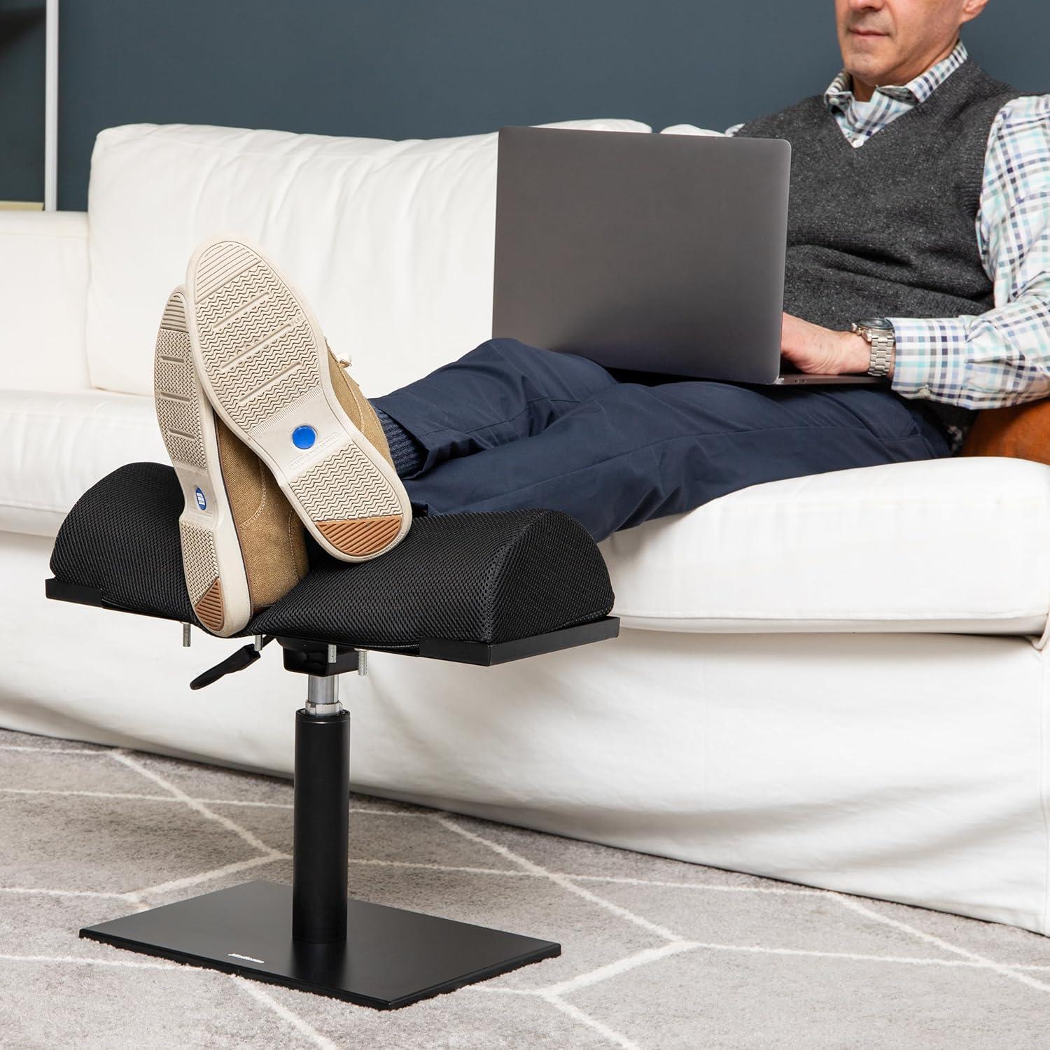 imageMind Reader Foot Rest Under Desk Ergonomic Hydraulic Height Adjustable Ottoman Office Foam 1675 L x 75 W x 375 H BlackHeight Adjustable Footrest