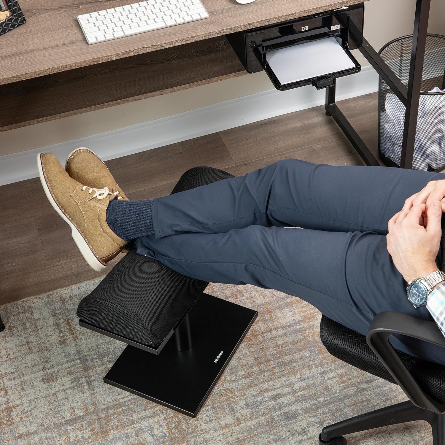 imageMind Reader Foot Rest Under Desk Ergonomic Hydraulic Height Adjustable Ottoman Office Foam 1675 L x 75 W x 375 H BlackHeight Adjustable Footrest
