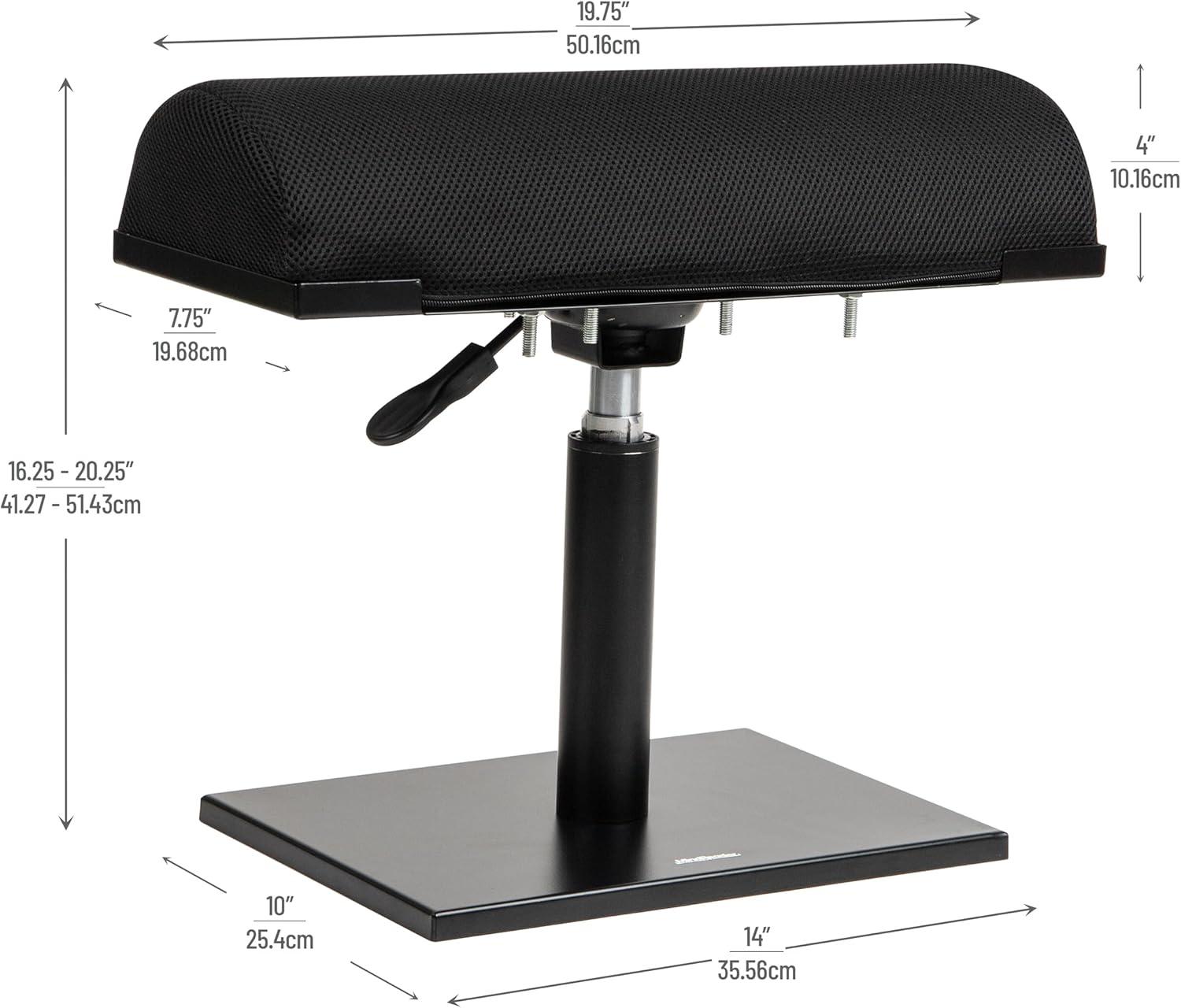 imageMind Reader Foot Rest Under Desk Ergonomic Hydraulic Height Adjustable Ottoman Office Foam 1675 L x 75 W x 375 H BlackHeight Adjustable Footrest