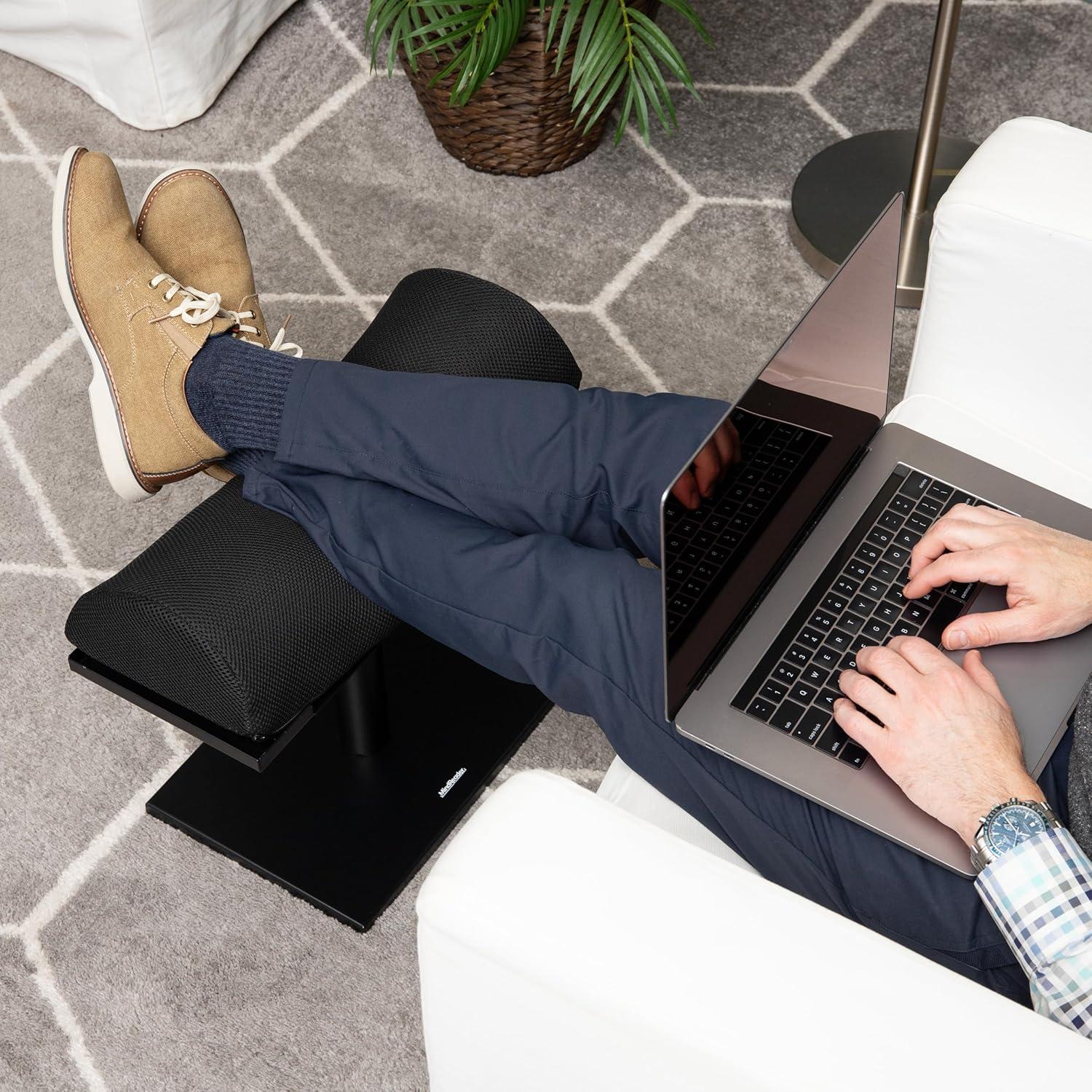 imageMind Reader Foot Rest Under Desk Ergonomic Hydraulic Height Adjustable Ottoman Office Foam 1675 L x 75 W x 375 H BlackHeight Adjustable Footrest
