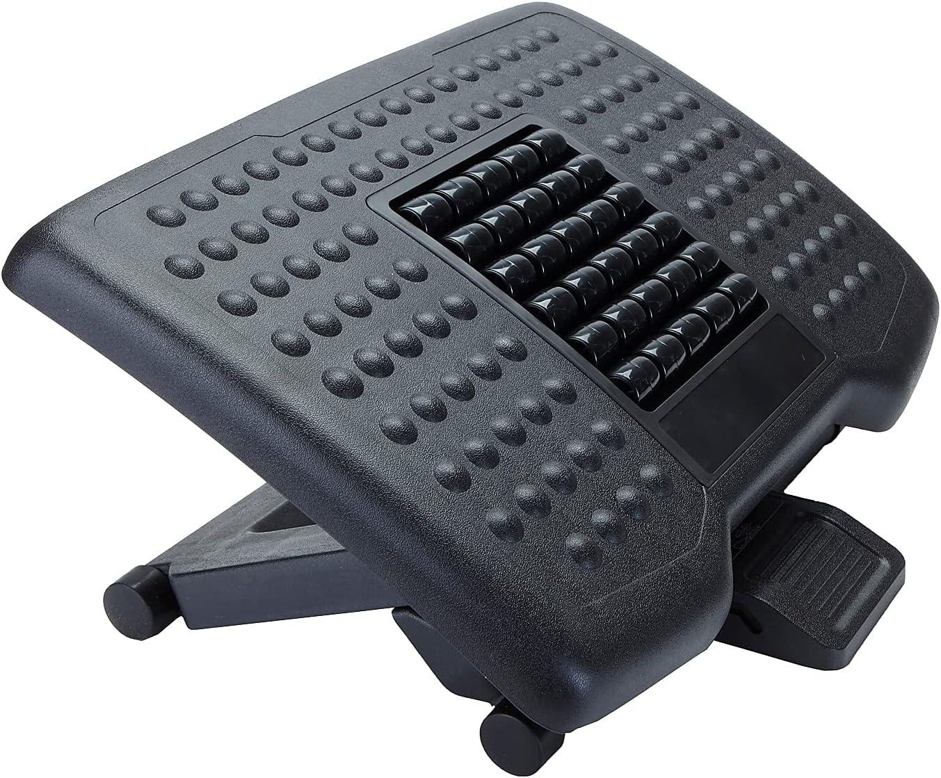 imageMind Reader Foot Rest Under Desk Ergonomic Hydraulic Height Adjustable Ottoman Office Foam 1675 L x 75 W x 375 H BlackMassager Foot Rest