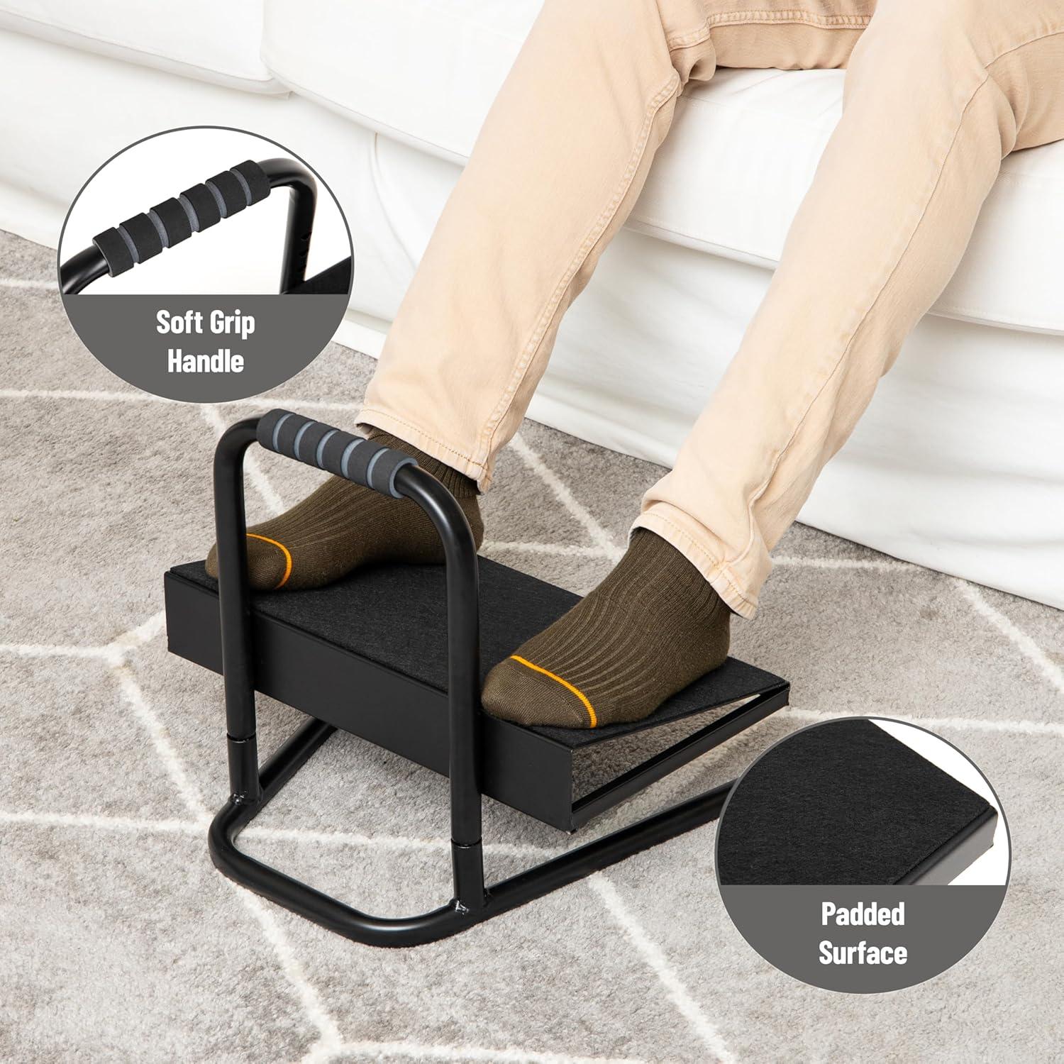 imageMind Reader Foot Rest Under Desk Ergonomic Hydraulic Height Adjustable Ottoman Office Foam 1675 L x 75 W x 375 H BlackMetal Foot Rest