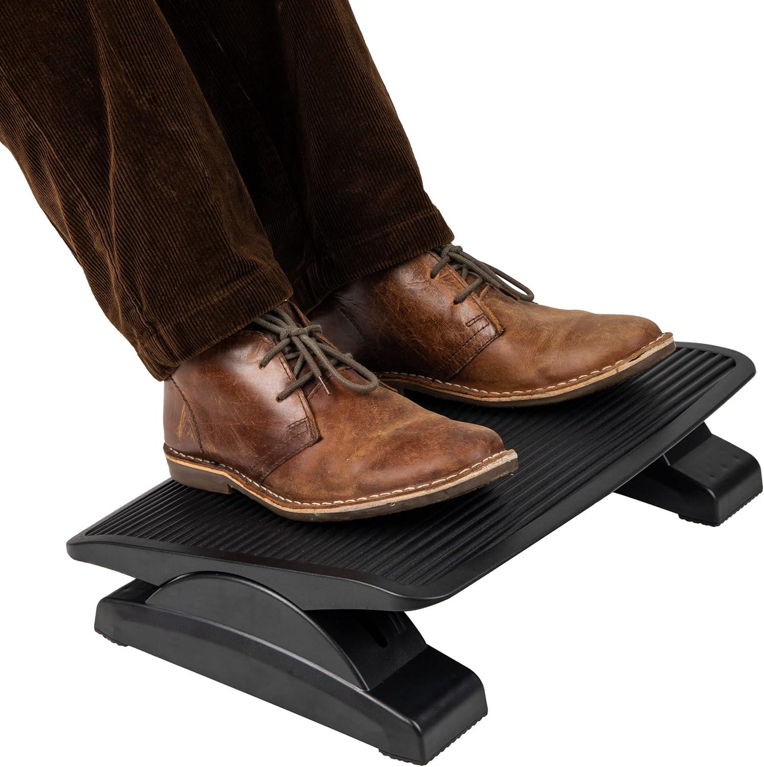 imageMind Reader Foot Rest Under Desk Ergonomic Hydraulic Height Adjustable Ottoman Office Foam 1675 L x 75 W x 375 H BlackPlastic Foot Rest