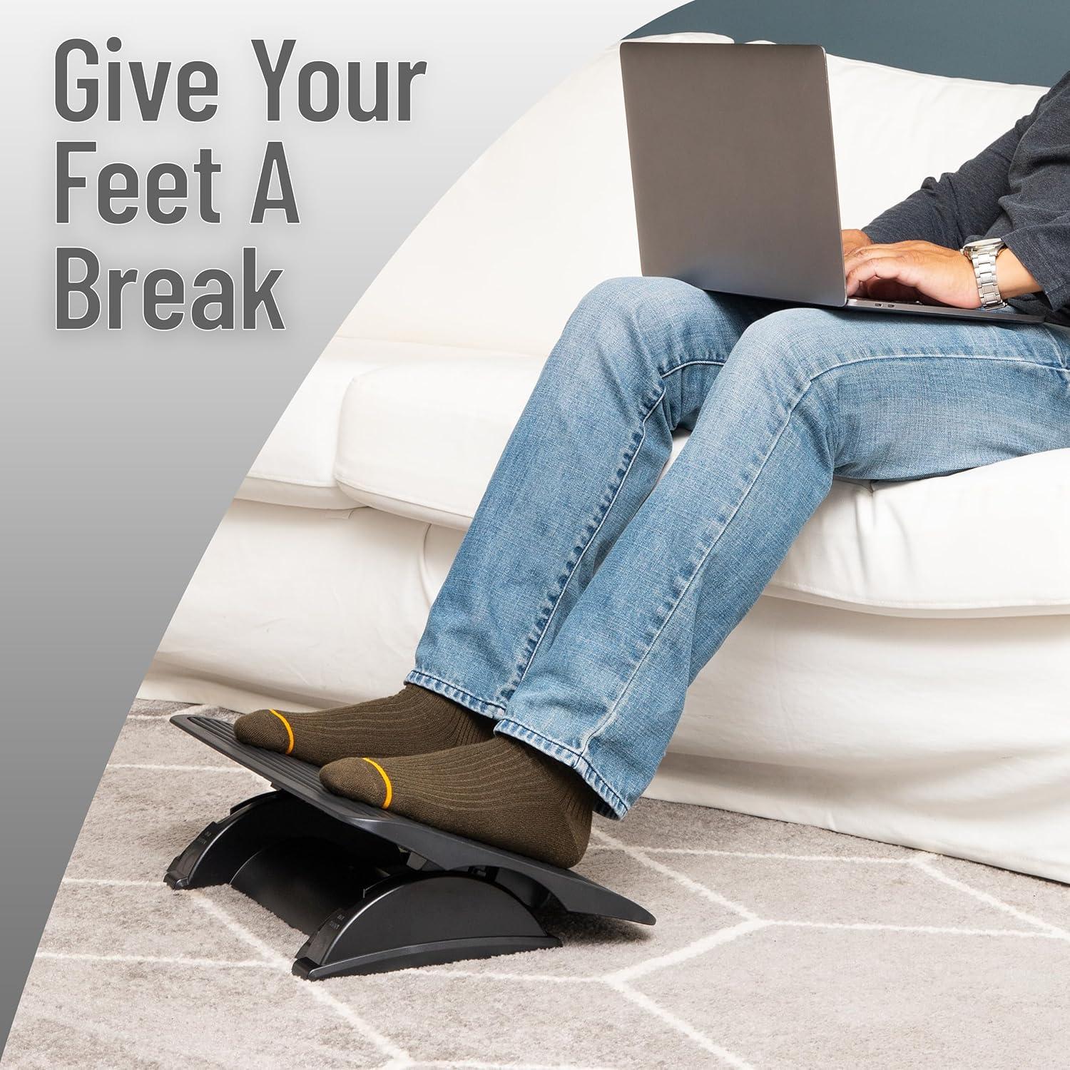 imageMind Reader Foot Rest Under Desk Ergonomic Hydraulic Height Adjustable Ottoman Office Foam 1675 L x 75 W x 375 H BlackPlastic Foot Rest
