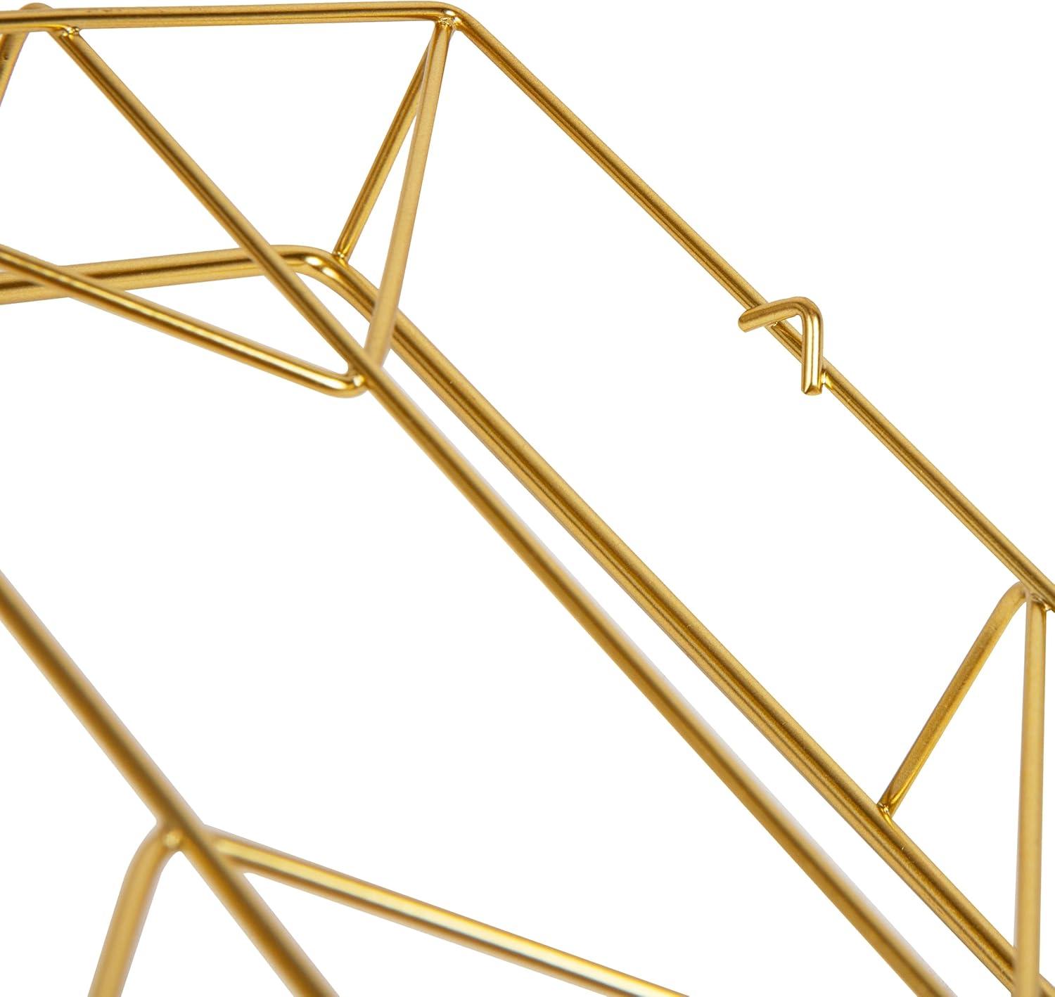 imageMind Reader Gold Geometric Paper Tray Modern Organizer for Documents Folders and Office Supplies Durable and Stylish Metal 10 L x 1225 W x 2 H Gold10 x 123 x 2