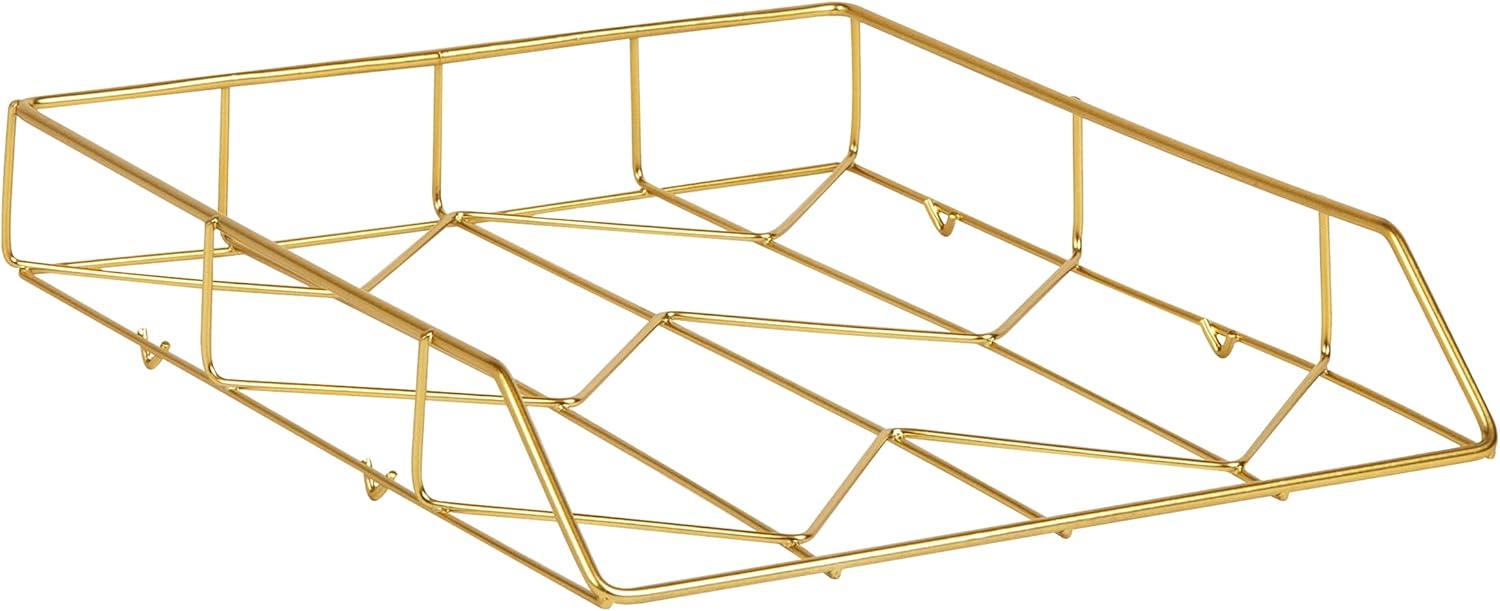 imageMind Reader Gold Geometric Paper Tray Modern Organizer for Documents Folders and Office Supplies Durable and Stylish Metal 10 L x 1225 W x 2 H Gold10 x 123 x 2