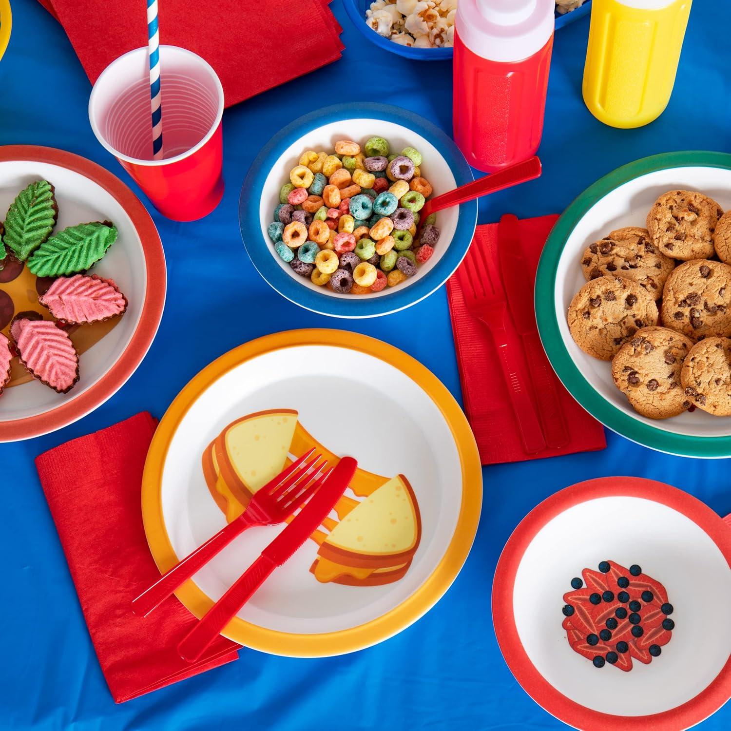 imageMind Reader Kids Plate and Bowl Set Toddler Plates Cereal and Soup Bowl Melamine 825L x 825W 1H 8 pcs Multicolor