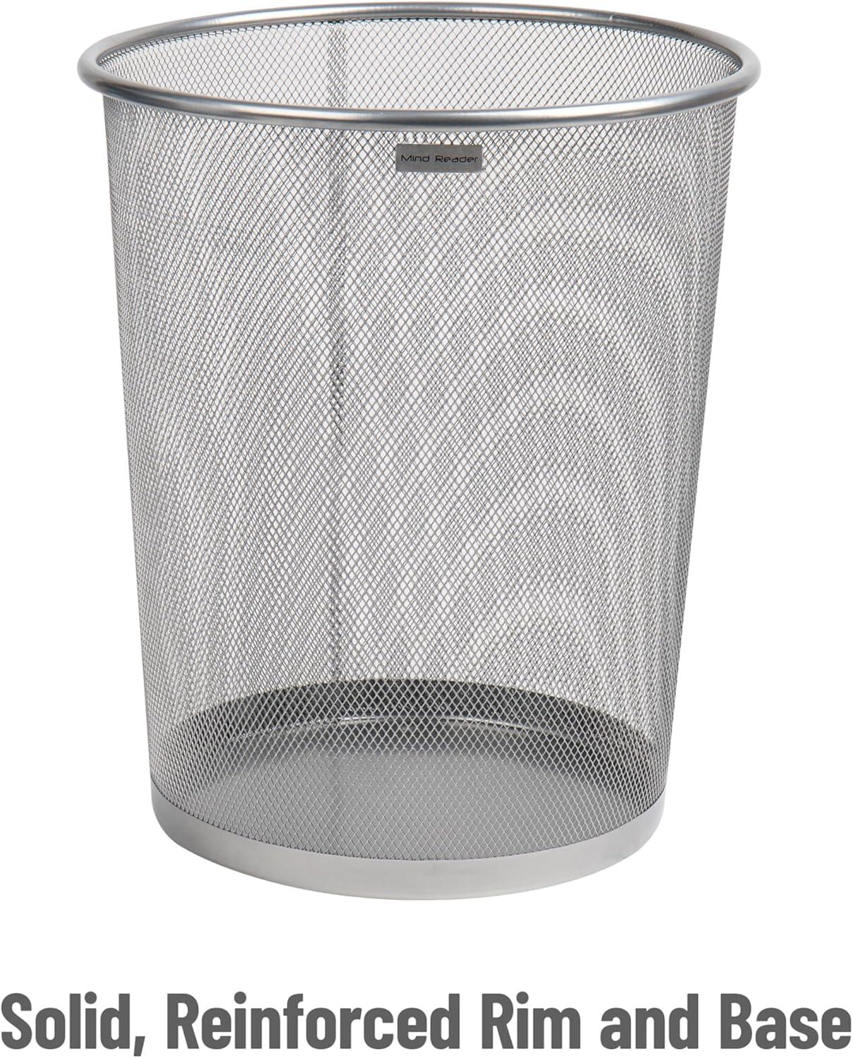 imageMind Reader Mesh Trash Can 1665L 44 gal Waste Paper Basket Round Office Metal Mesh Set of 2 SilverSilver