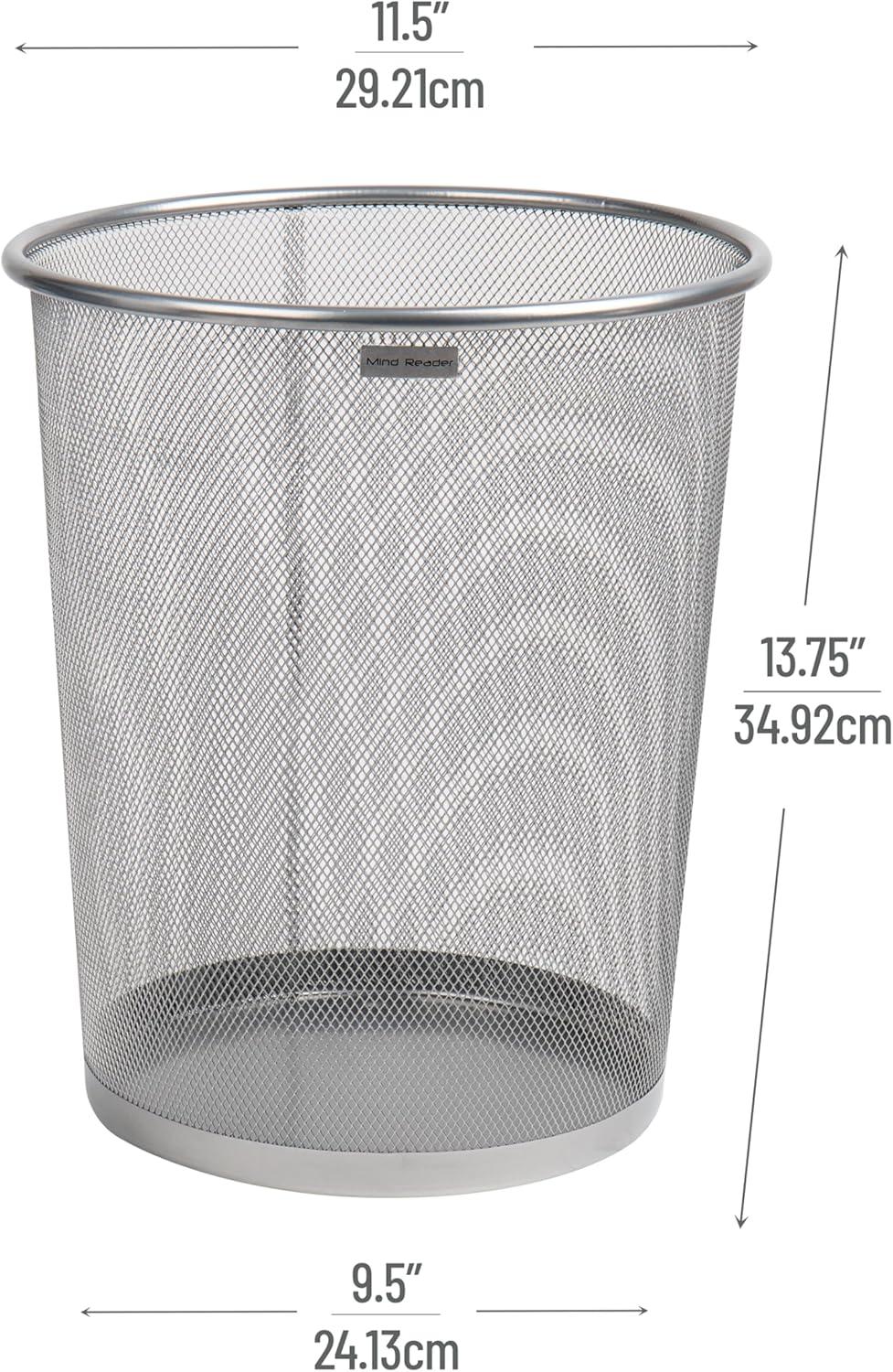 imageMind Reader Mesh Trash Can 1665L 44 gal Waste Paper Basket Round Office Metal Mesh Set of 2 SilverSilver