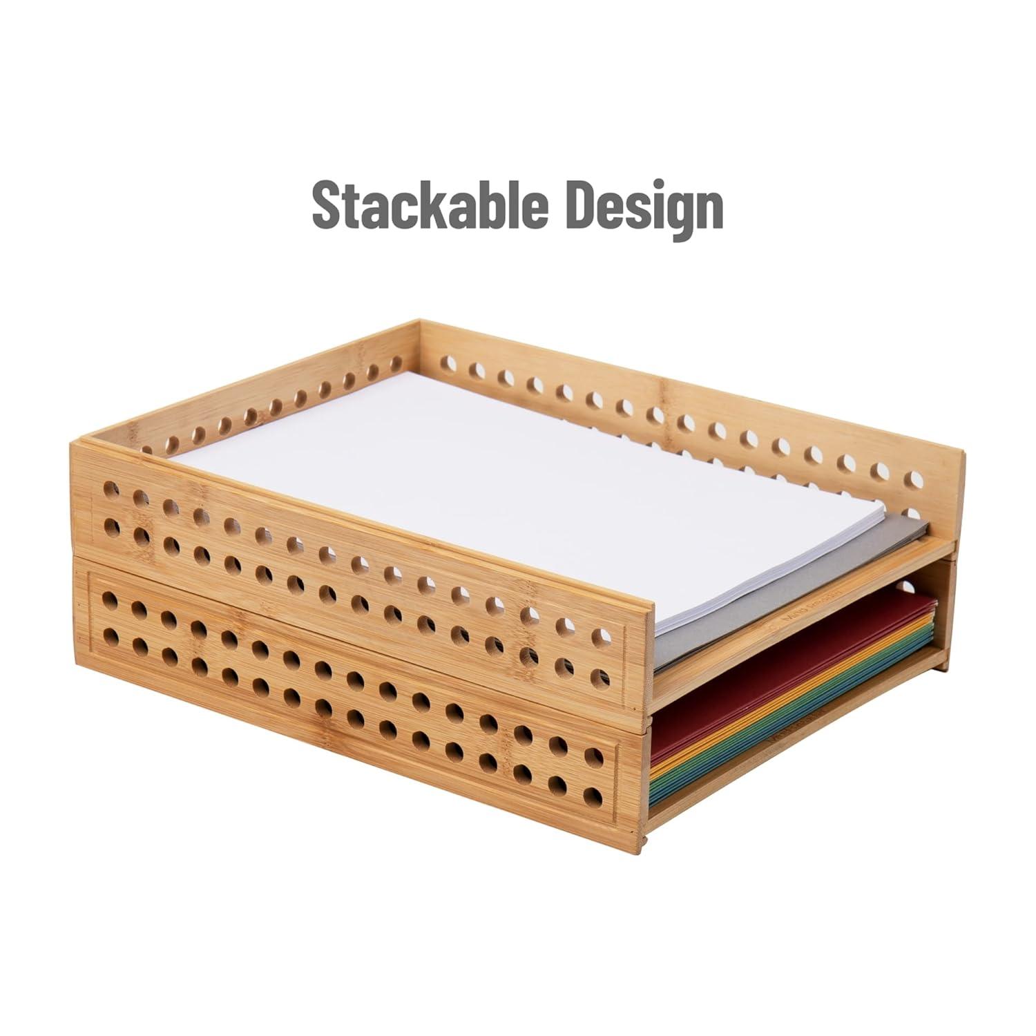 imageMind Reader Paper Tray Set of 2 Desktop Organizer Storage Office Rayon from Bamboo 10 L x 125 W x 225 H Brown