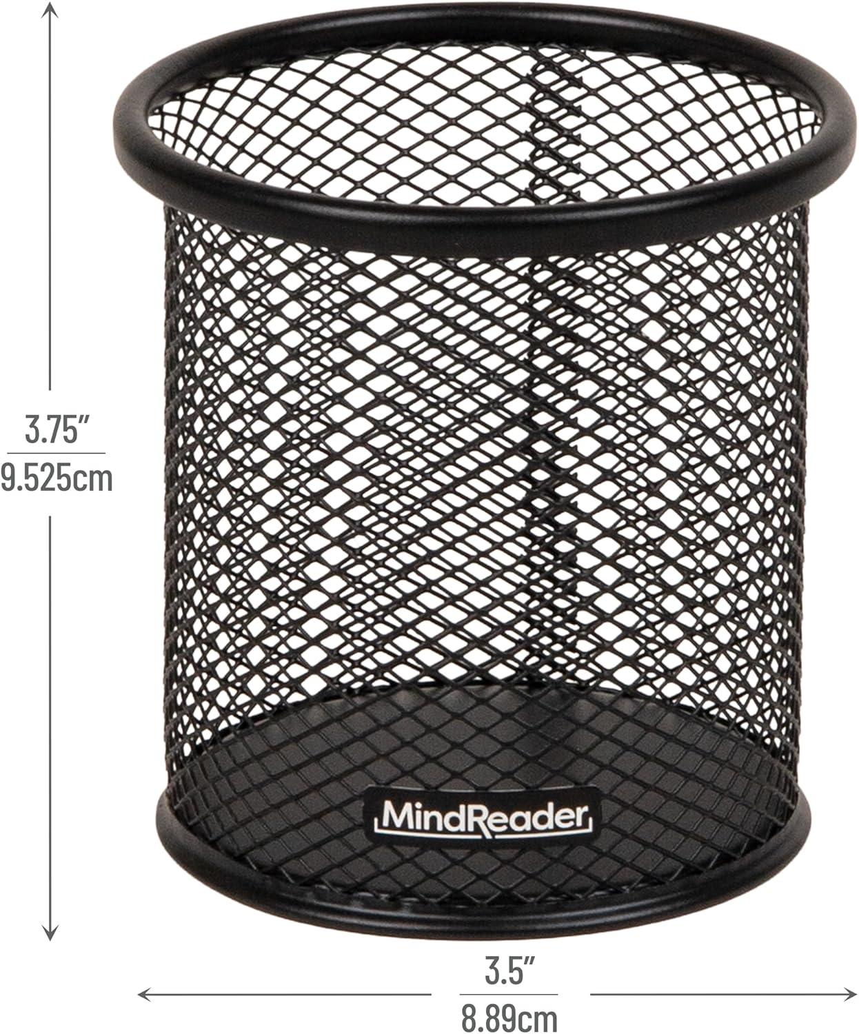 imageMind Reader Pen and Accessories Holder Desktop Organizer Office Metal Mesh 35L x 35W x 375H Set of 3 WhiteBlack