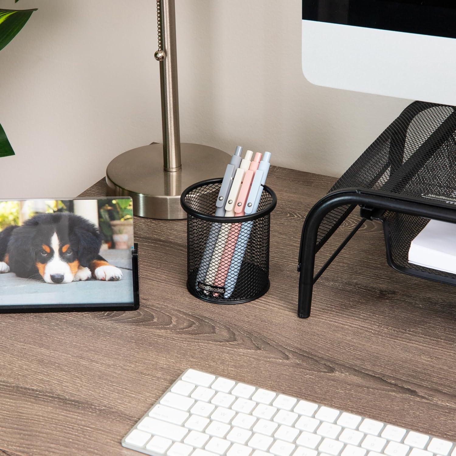 imageMind Reader Pen and Accessories Holder Desktop Organizer Office Metal Mesh 35L x 35W x 375H Set of 3 WhiteBlack