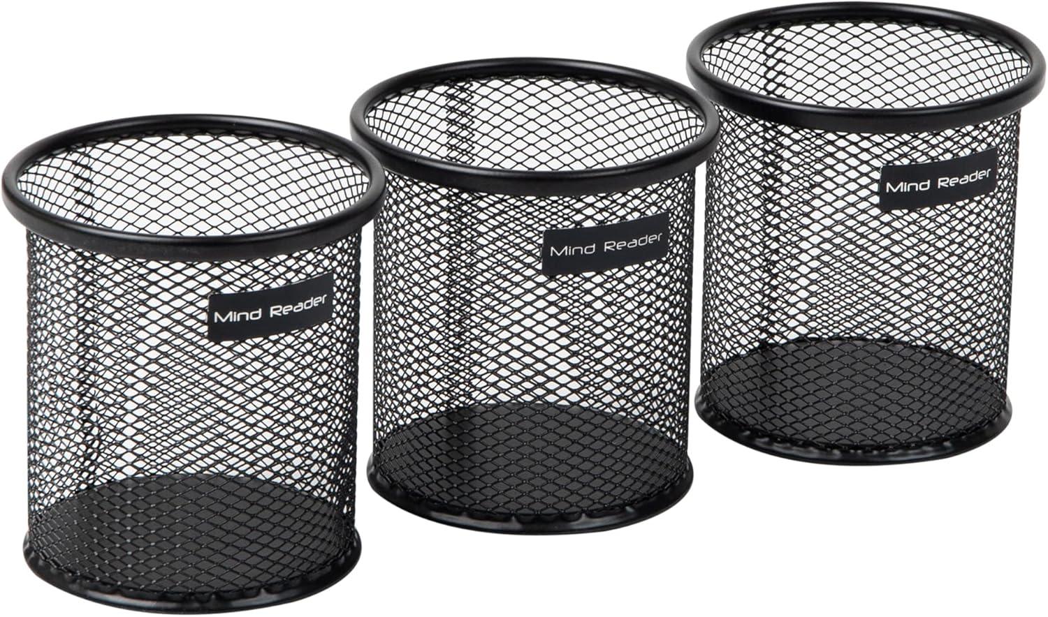 imageMind Reader Pen and Accessories Holder Desktop Organizer Office Metal Mesh 35L x 35W x 375H Set of 3 WhiteBlack