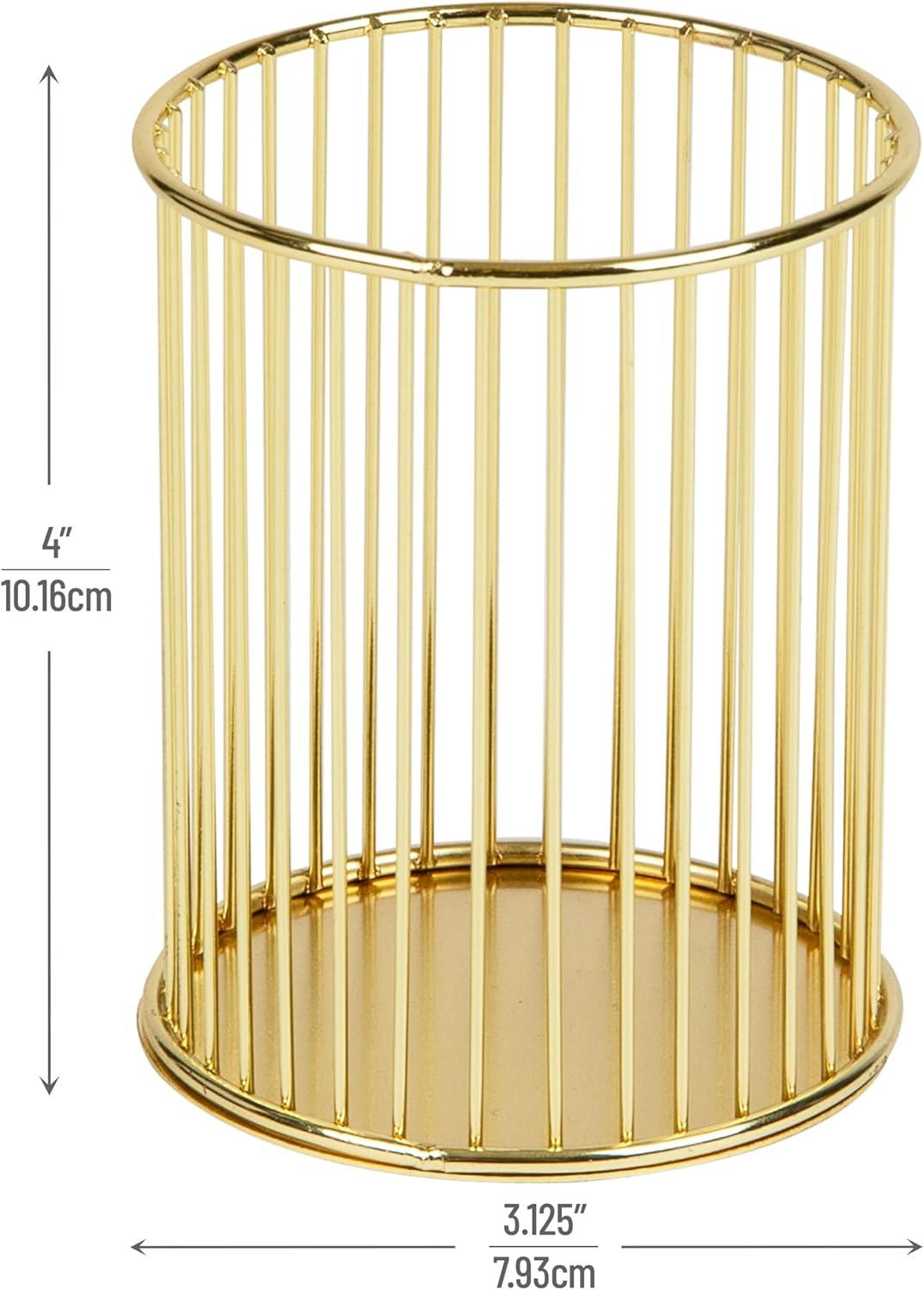 imageMind Reader Pen and Accessories Holder Desktop Organizer Office Metal Mesh 35L x 35W x 375H Set of 3 WhiteGold