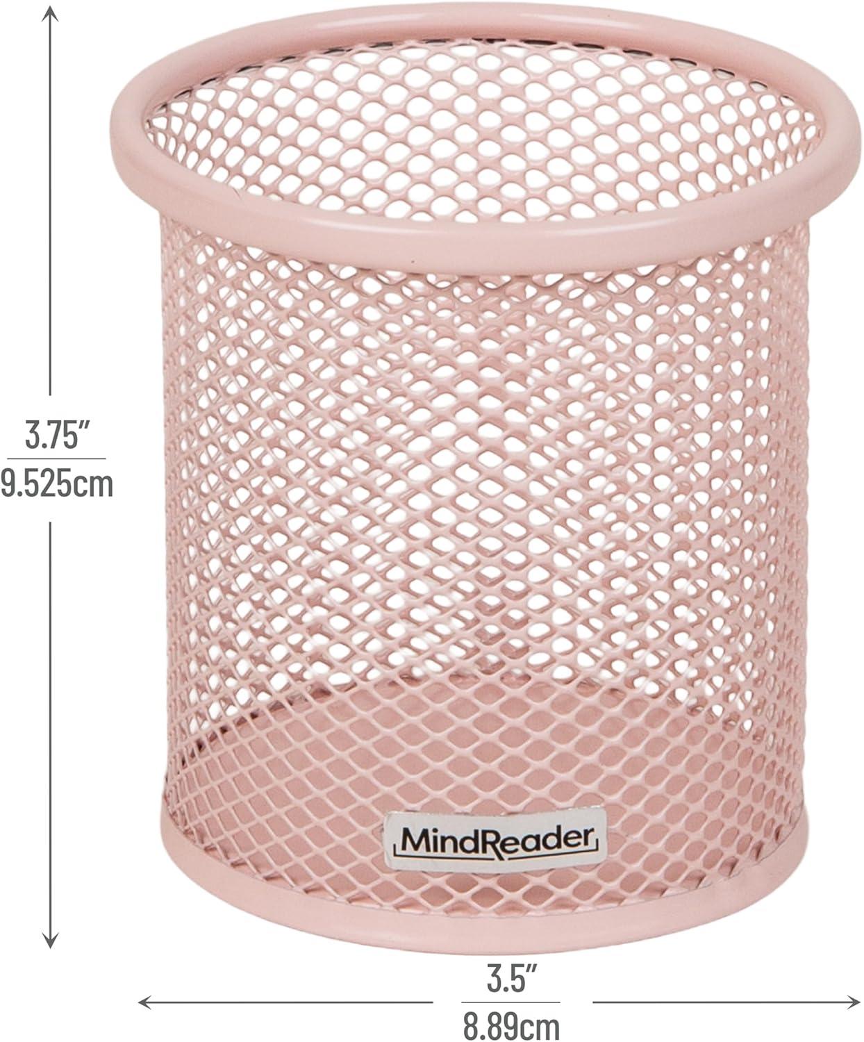 imageMind Reader Pen and Accessories Holder Desktop Organizer Office Metal Mesh 35L x 35W x 375H Set of 3 WhitePink