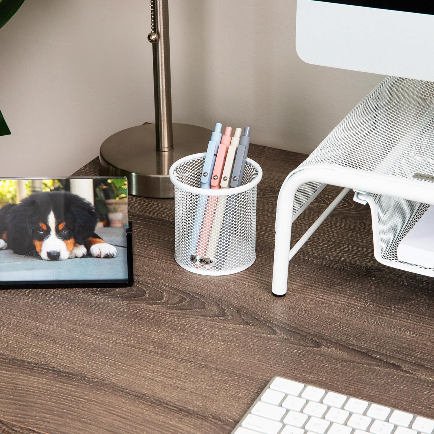 imageMind Reader Pen and Accessories Holder Desktop Organizer Office Metal Mesh 35L x 35W x 375H Set of 3 WhiteWhite