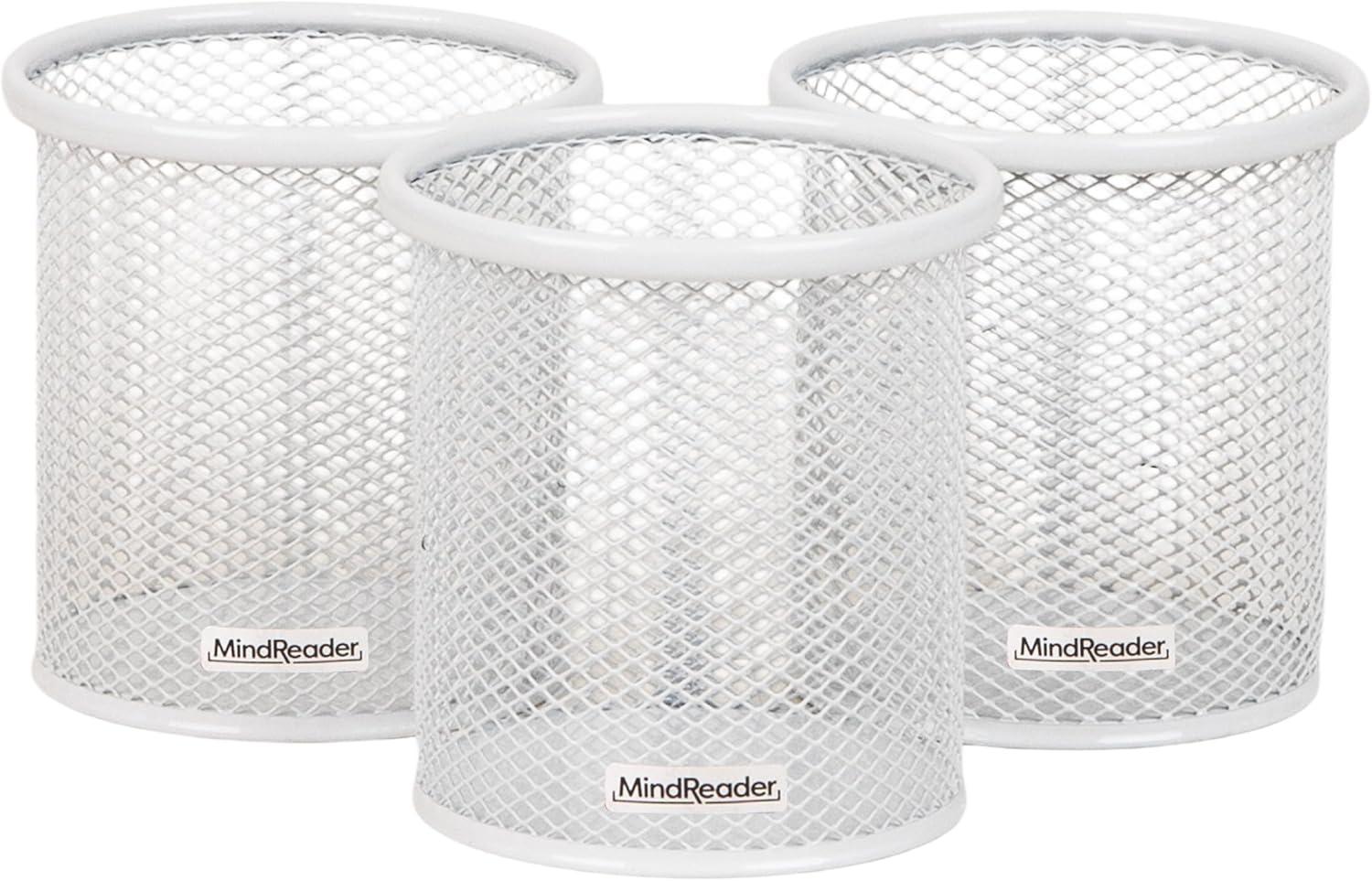 imageMind Reader Pen and Accessories Holder Desktop Organizer Office Metal Mesh 35L x 35W x 375H Set of 3 WhiteWhite