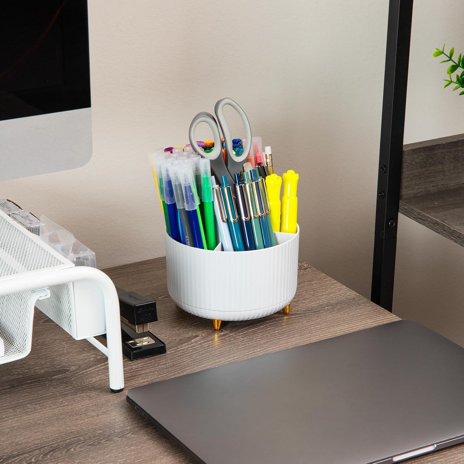 imageMind Reader Rotating Pen Cup Accessory Holder Desktop Organization Office Plastic 575 L x 575 W x 475 H PinkWhite