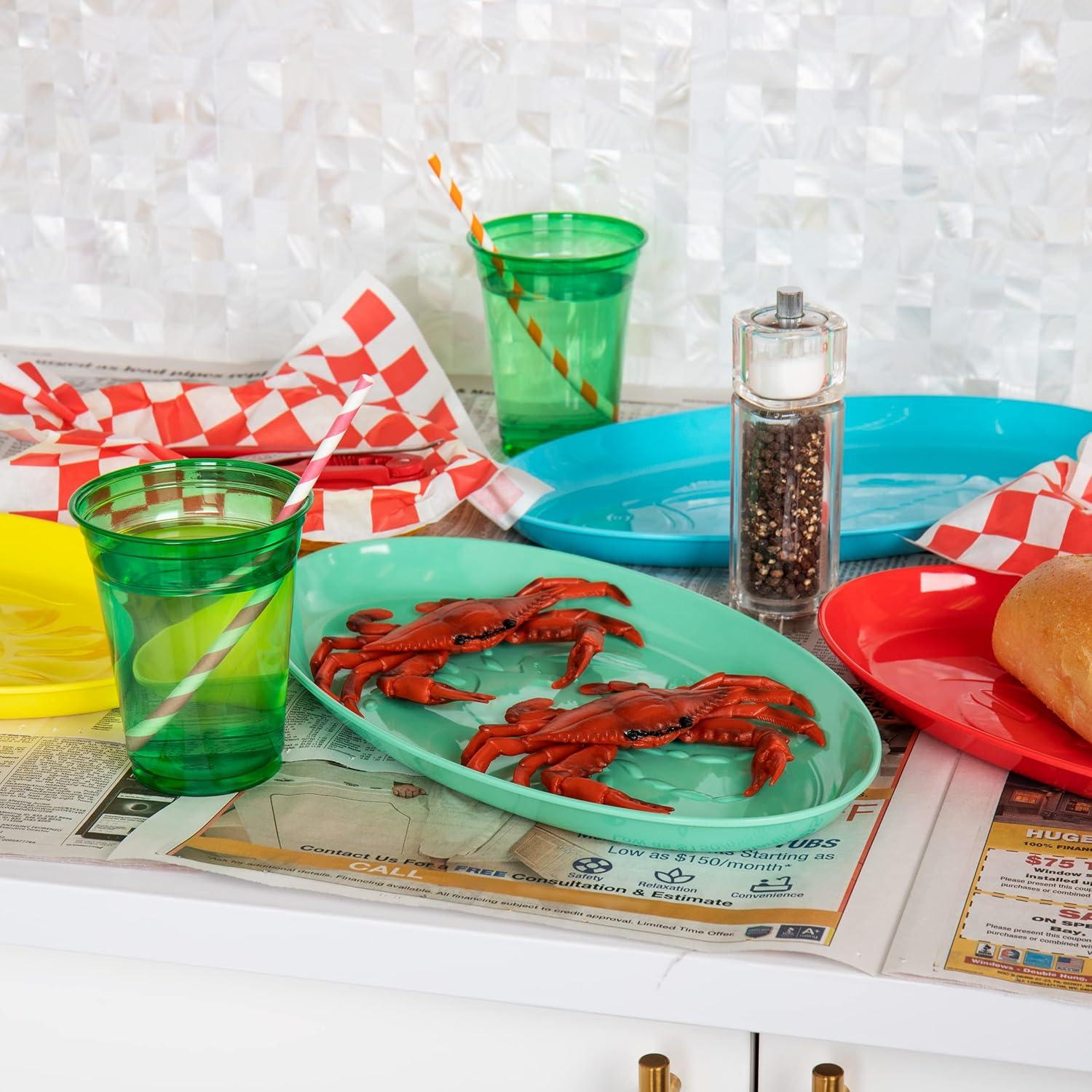 imageMind Reader Seafood Platters Serving Dish Entertaining Hosting Melamine 14 L x 8 W x 1 H Set of 4 MulticolorSet of 4