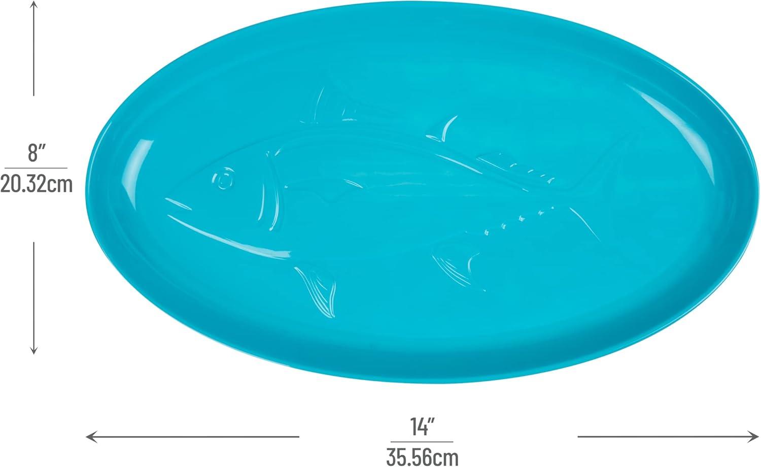 imageMind Reader Seafood Platters Serving Dish Entertaining Hosting Melamine 14 L x 8 W x 1 H Set of 4 MulticolorSet of 4
