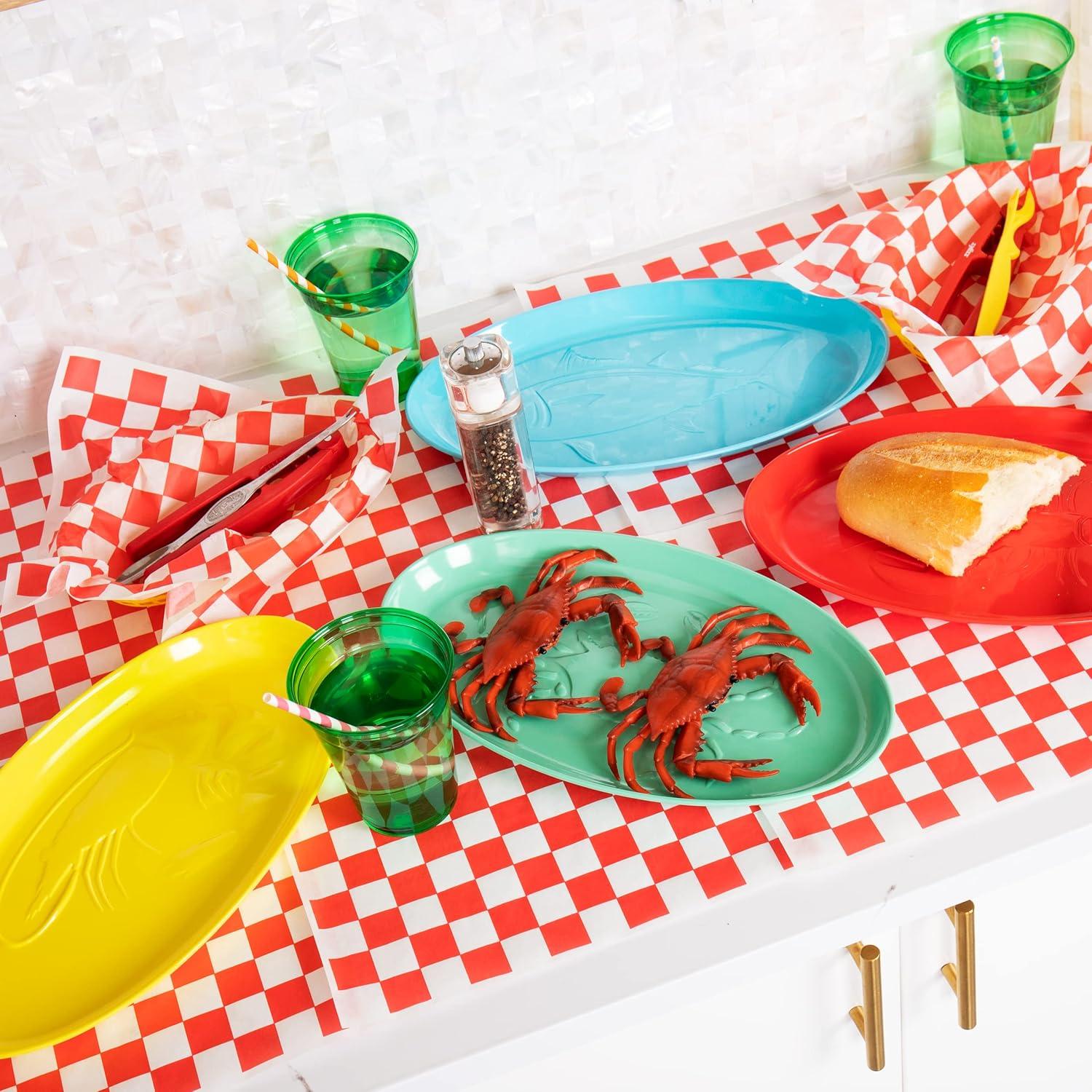 imageMind Reader Seafood Platters Serving Dish Entertaining Hosting Melamine 14 L x 8 W x 1 H Set of 4 MulticolorSet of 4